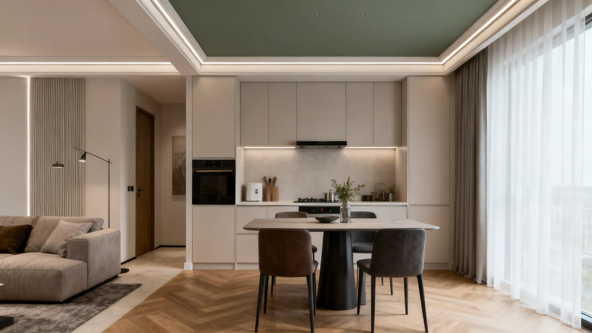 Painted Zone + Minimal Crown to Define Space