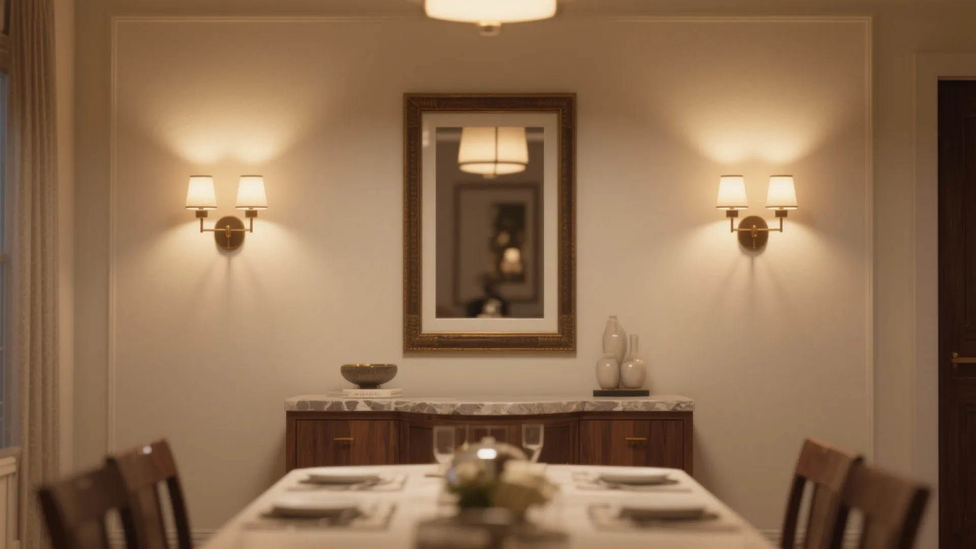 2. Paired sconces for symmetry and layered light