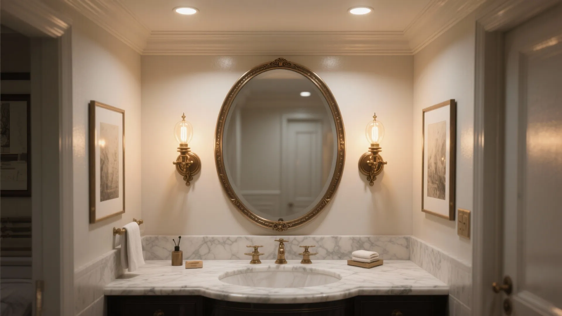 3) Use paired sconces to frame mirrors or art
