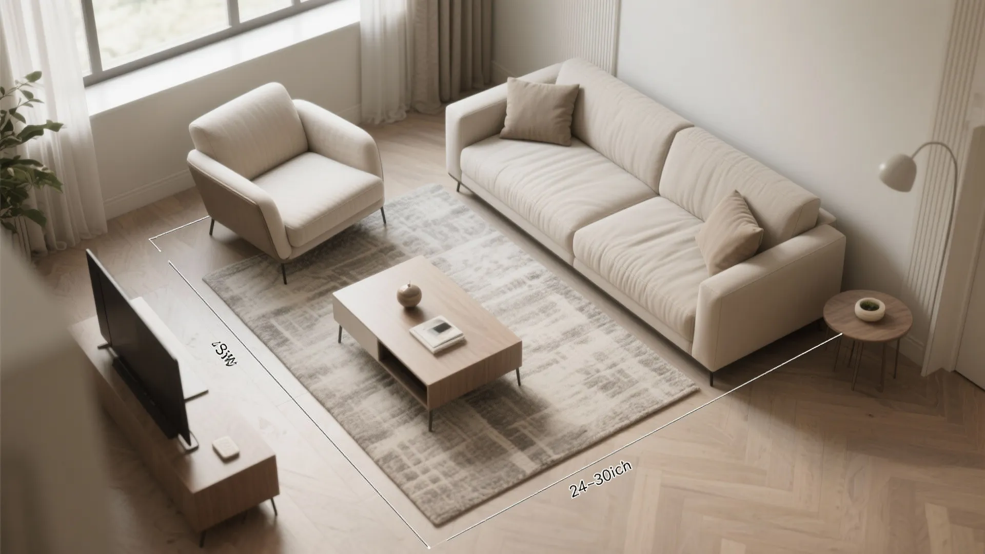 3. Scale with a slim sofa: pair a compact chaise with minimal seating