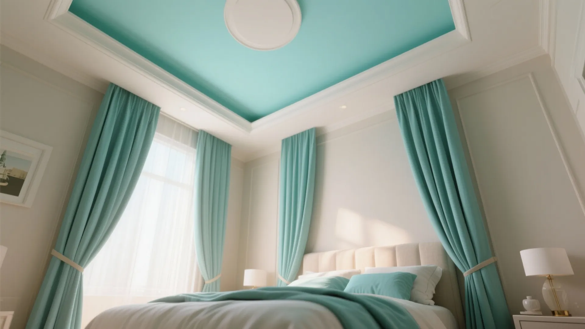 5. Pale Aqua Ceiling for an Unexpected Lift