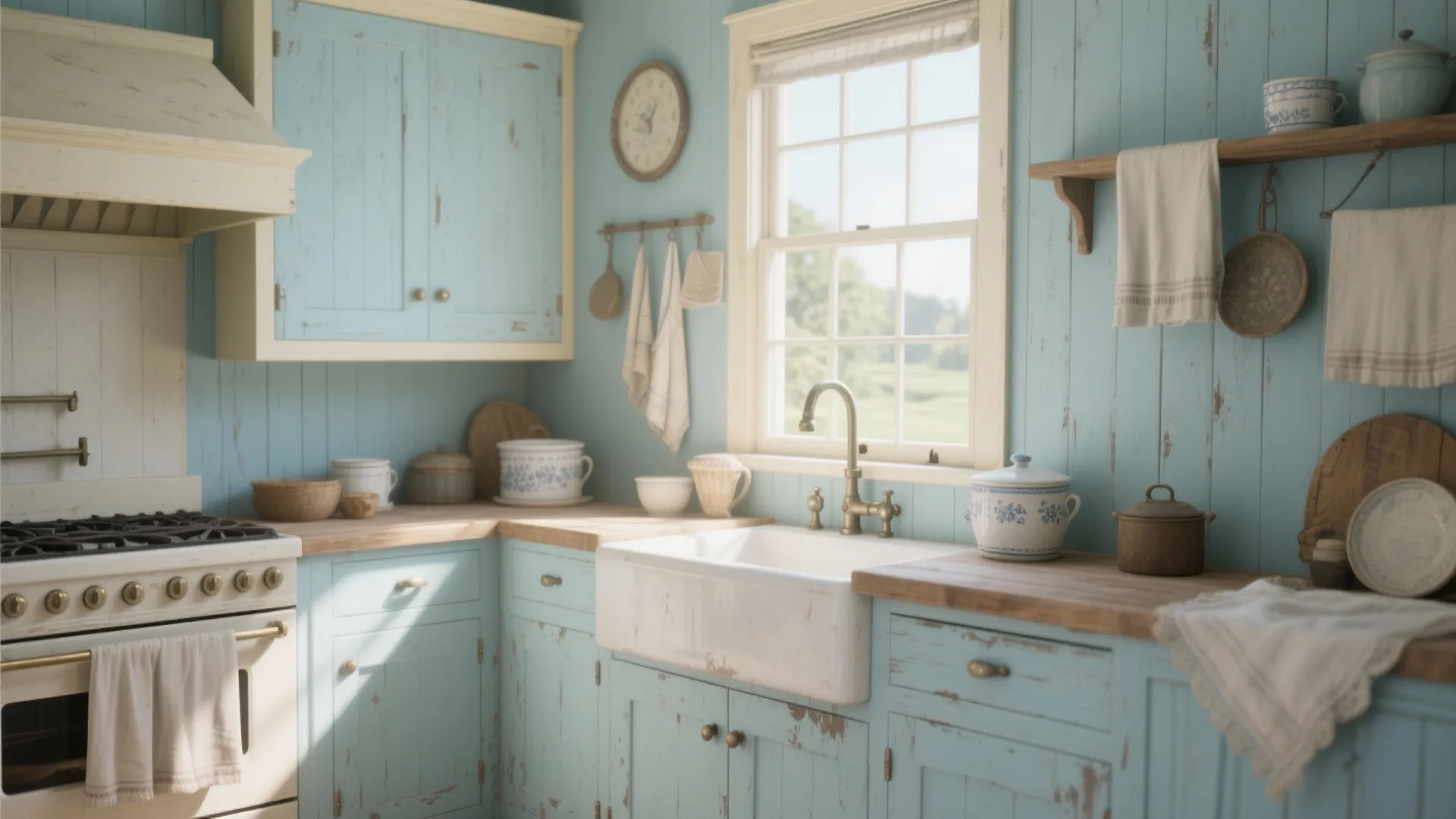 5. Pale Blue and Cream for Vintage Charm