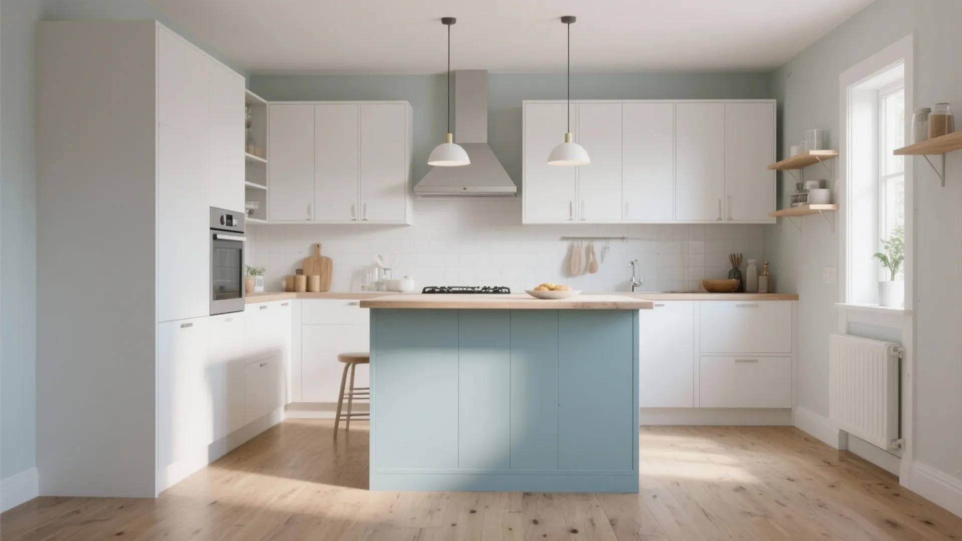 2. Pale blue island for Scandinavian calm