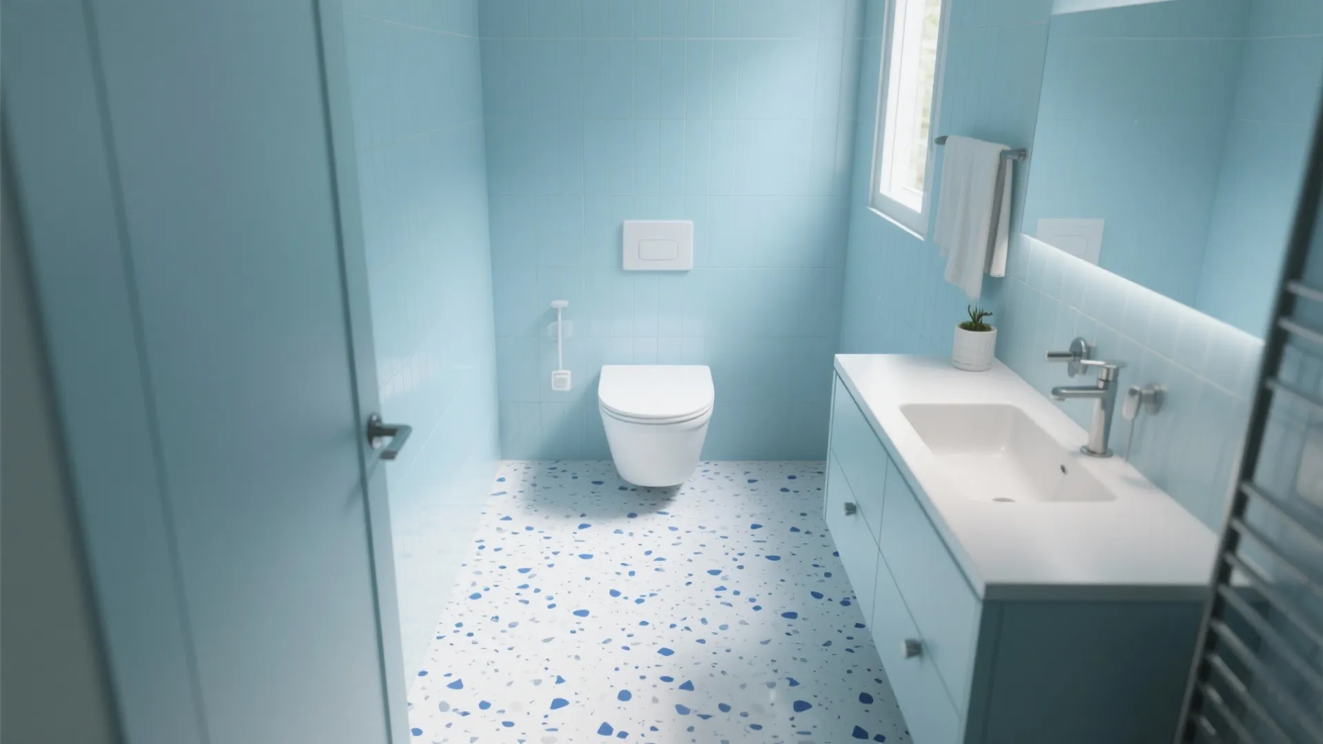 10. Pale Blue with White Terrazzo