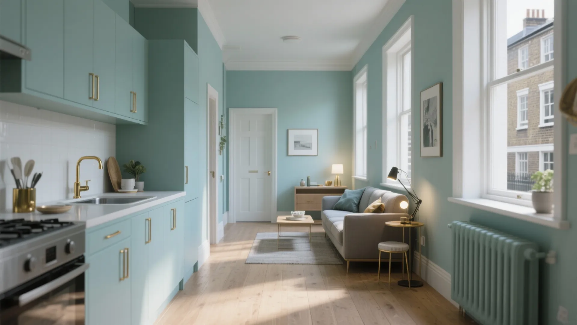 2. Pale Blue-Greens for Airy Terraced Homes