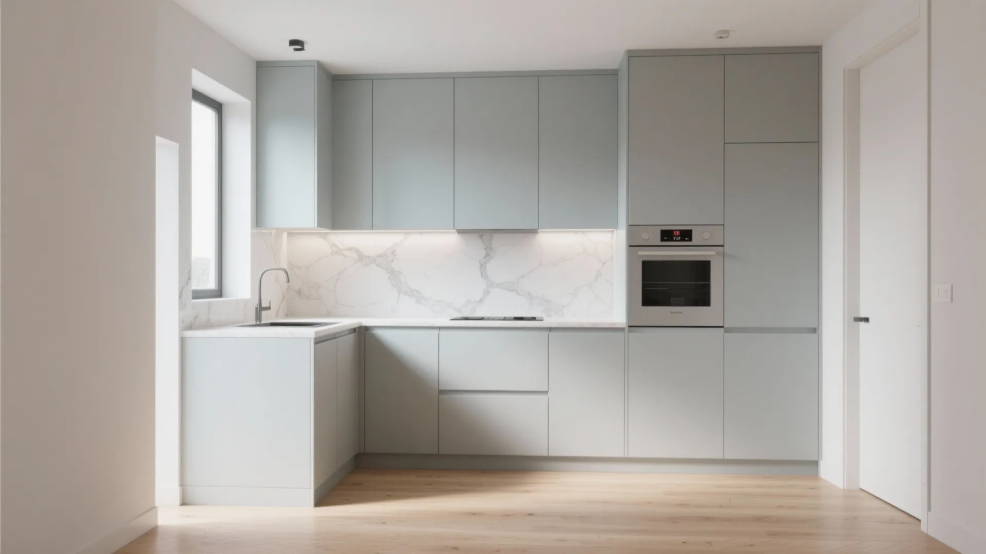 2. Pale Gray and Marble Accents