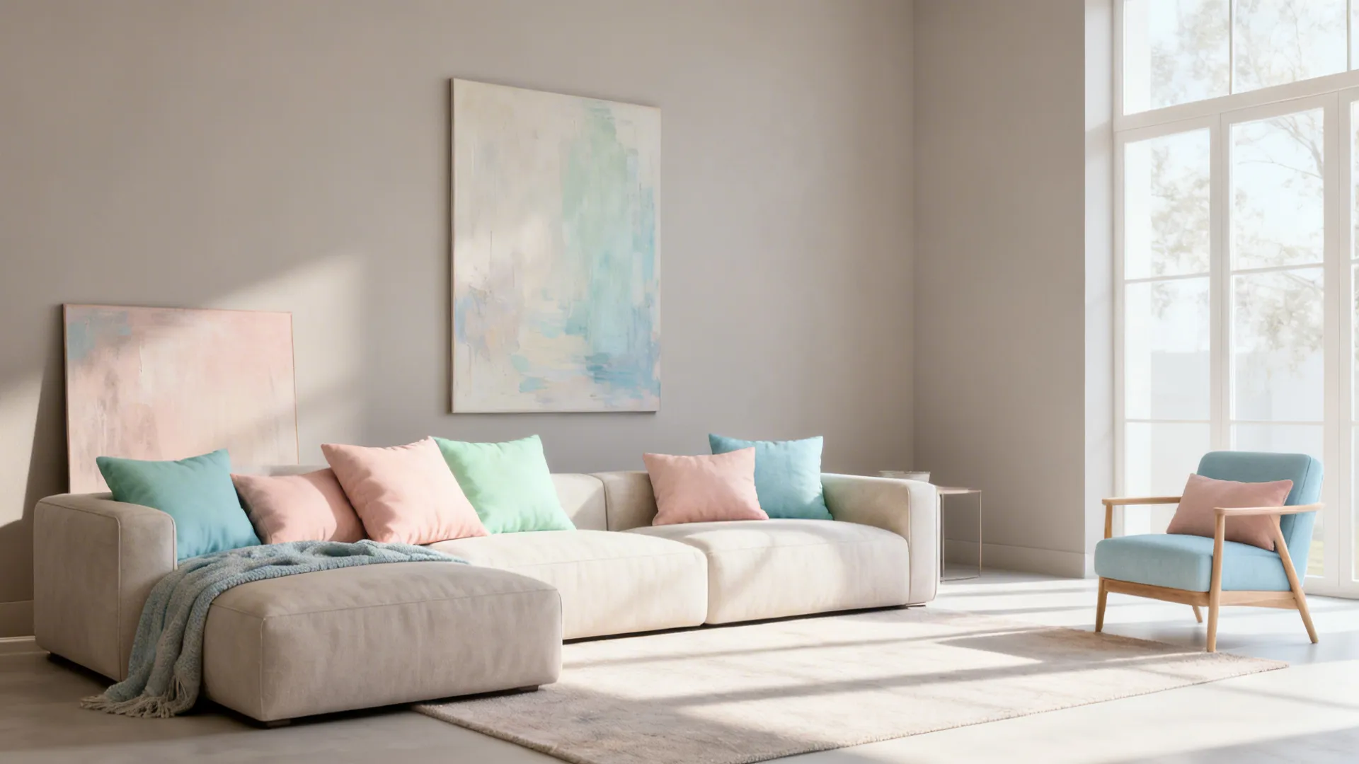 3. Soft Pastel Pops Against Pale Gray