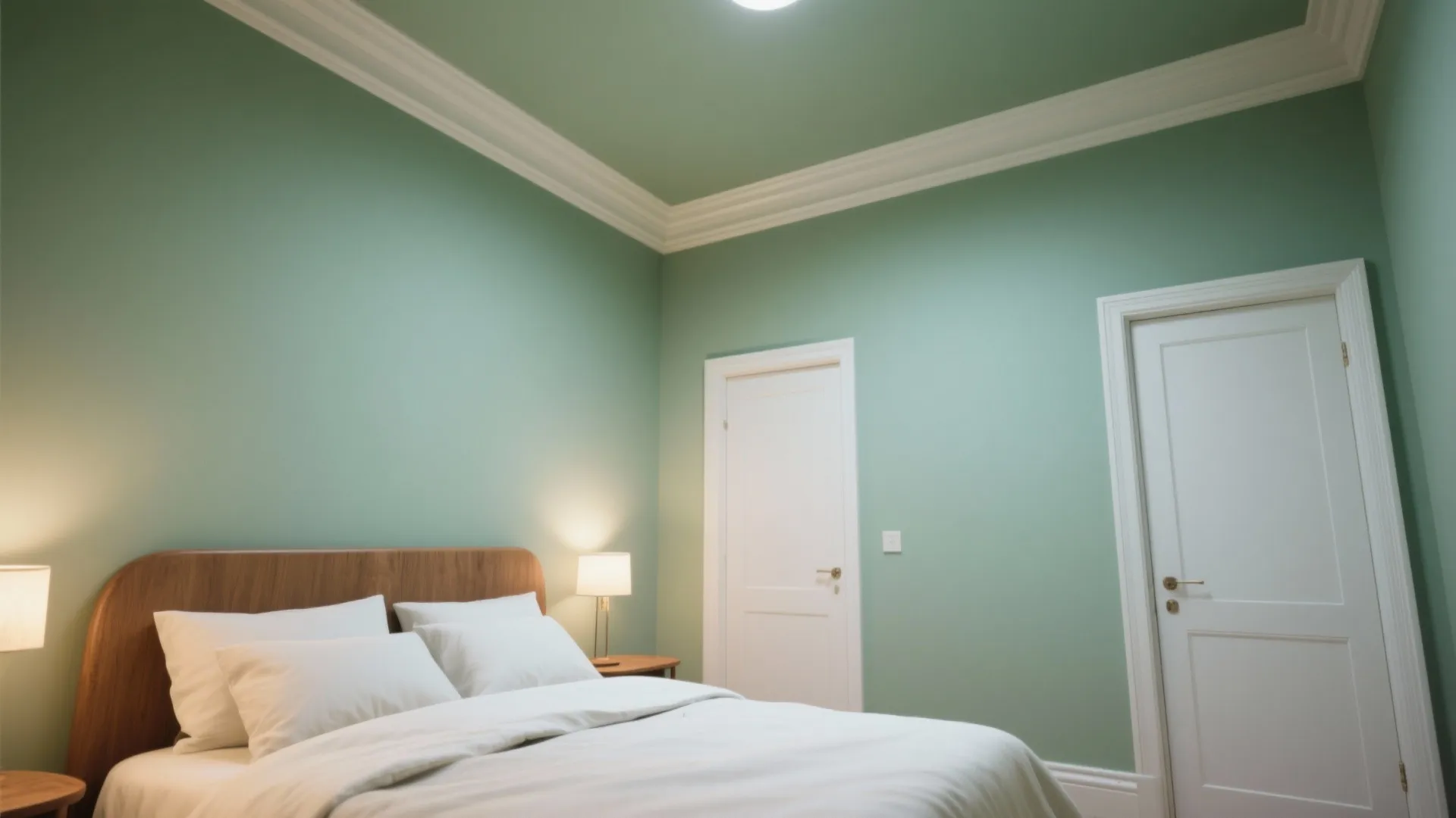 3. Paint the ceiling a pale green for cocooning