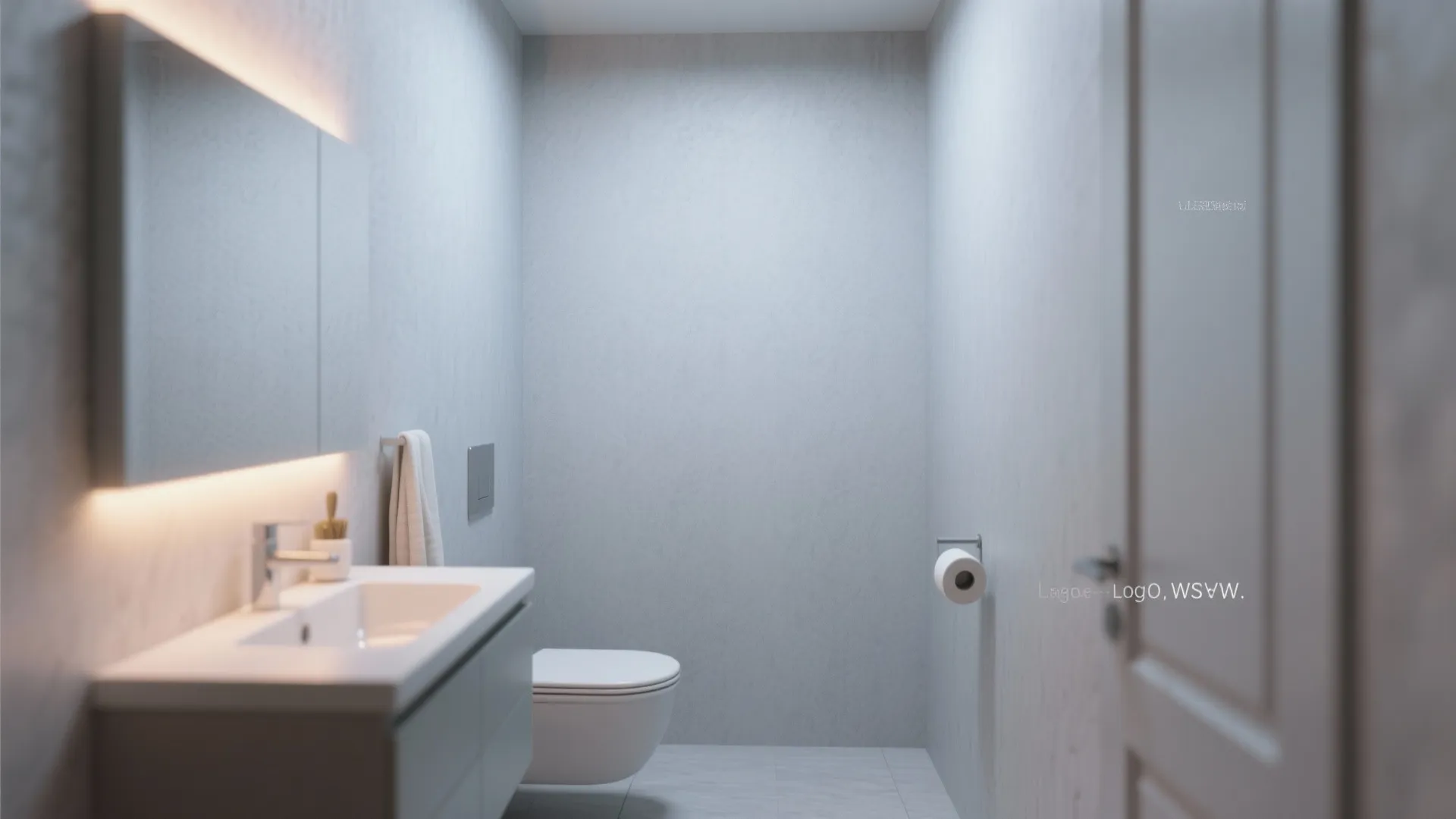 4. Pale Grey Walls with Warm Lighting