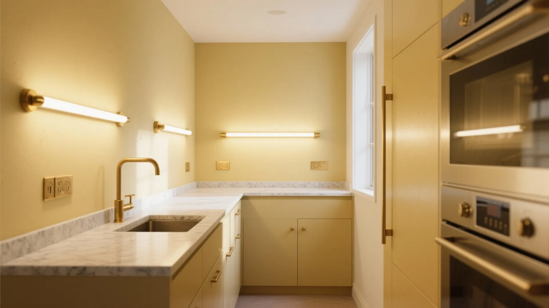 Pale Honey Walls + Brass Accents