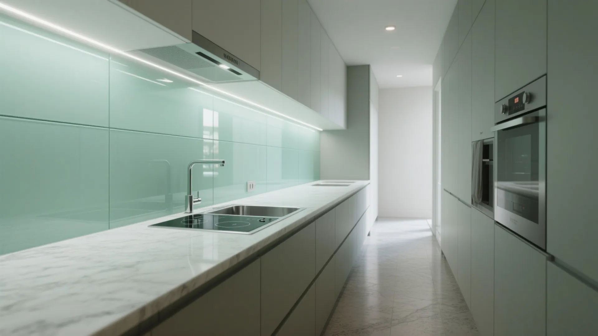 Glass backsplash for a brighter, cleaner kitchen