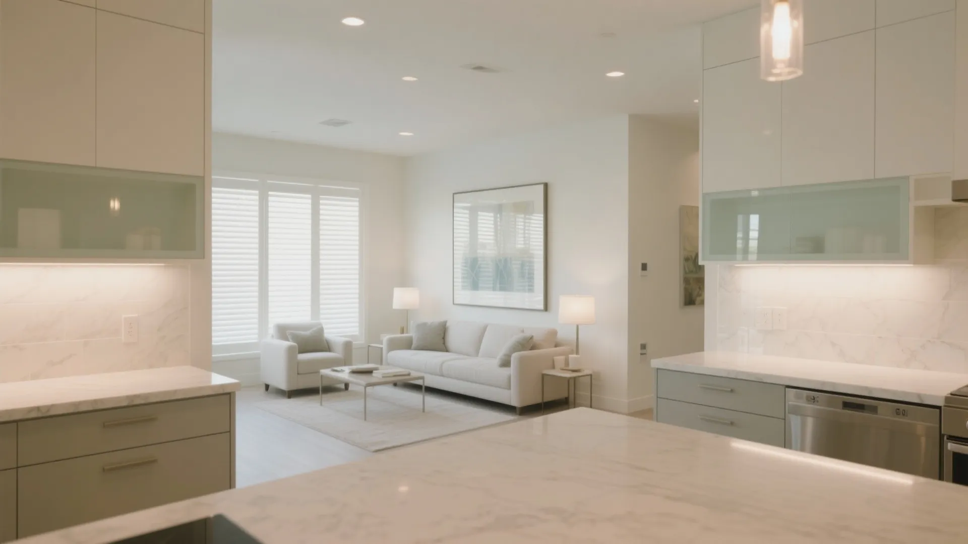 Light Strategy: Glass Backsplash, Mirrors, and a Pale Palette