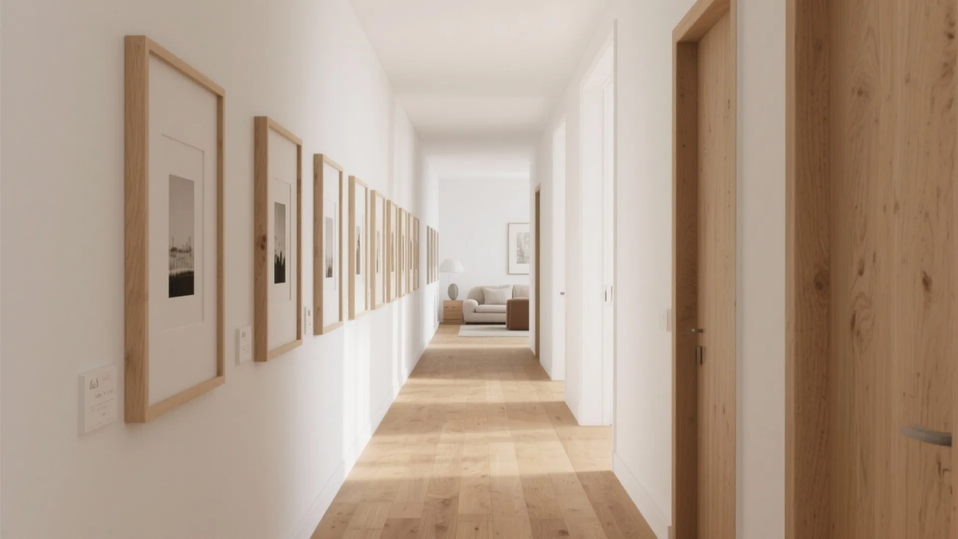 Warm wood trim that guides the eye