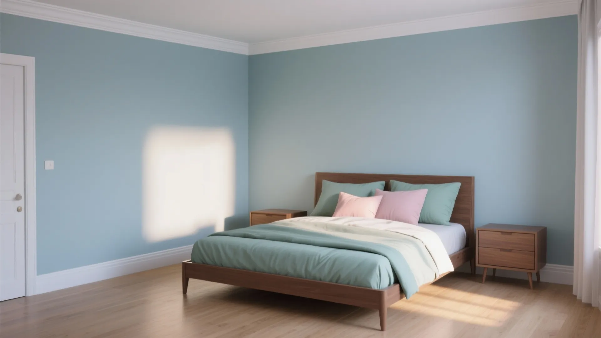 3. Pale pastels paired with crisp white trim