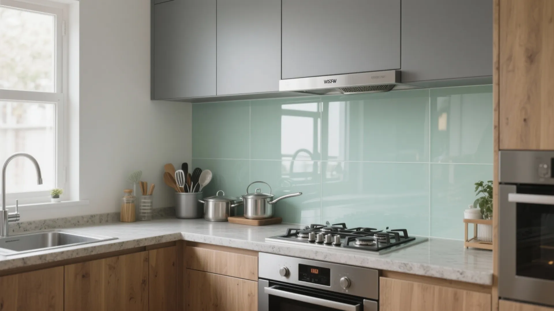 Glass Backsplash for Light and Easy Cleaning