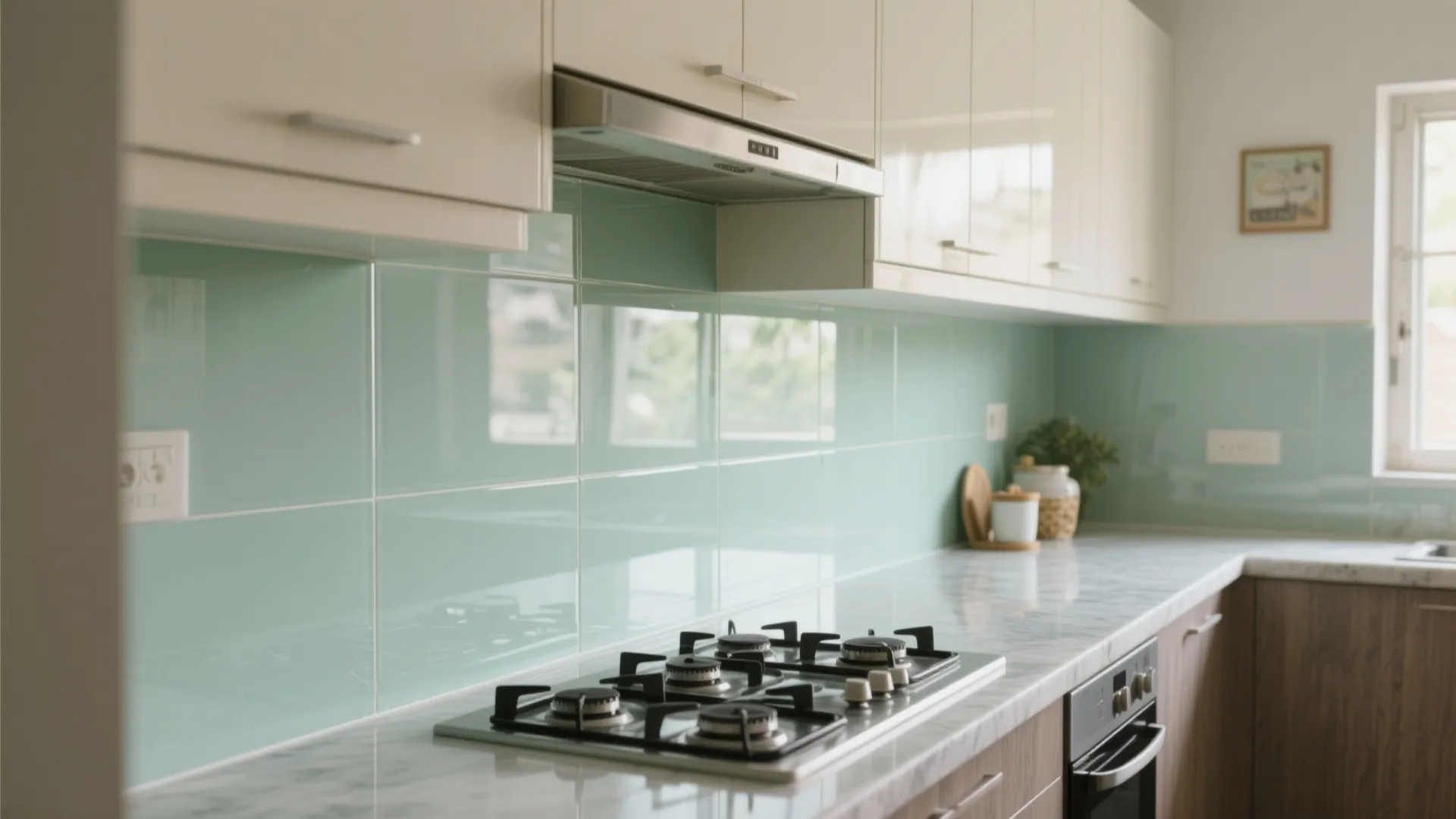 Glass Backsplash for Airiness