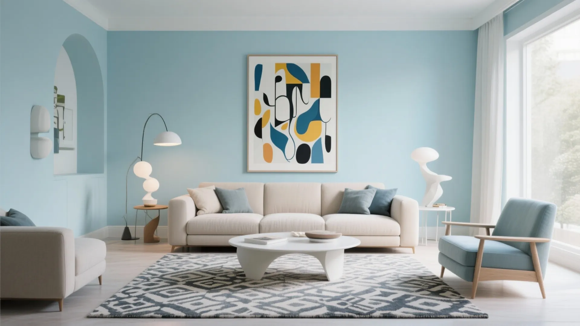 7. Pale Blue with Statement Art