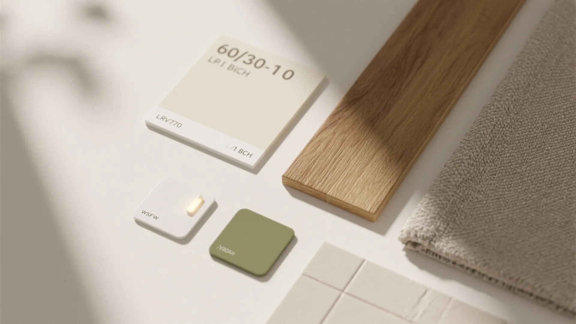 5) Calm materials and a tight color script