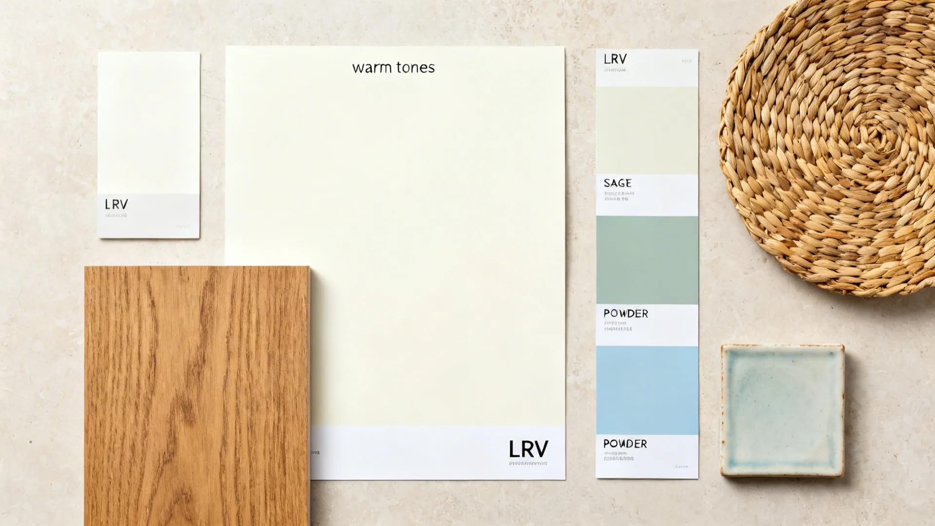 Soft white + muted color palette