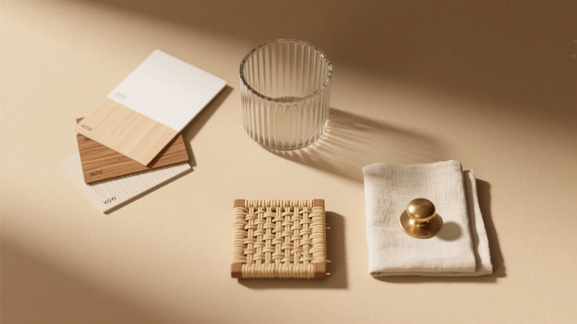 Quiet Palette + One Texture Hero (Wood, Cane, or Glass)