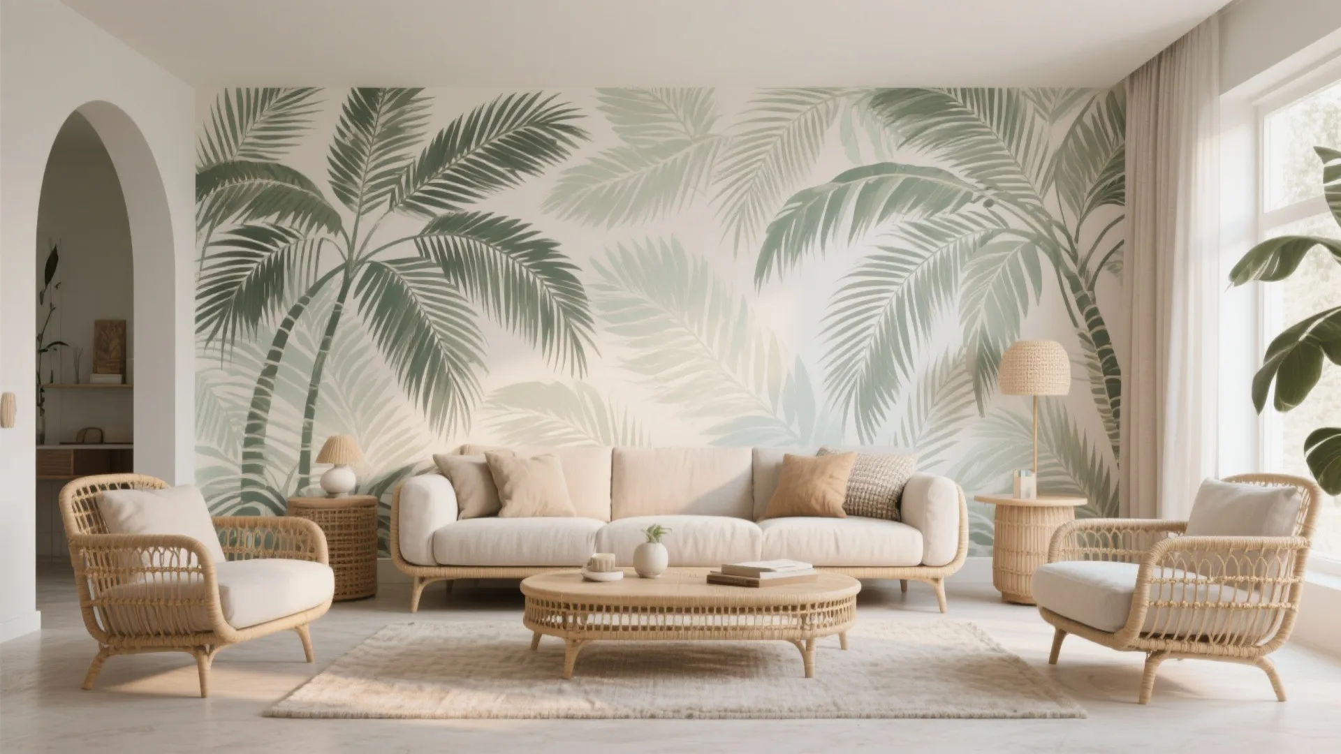 1. Palm Leaf Accent Wall