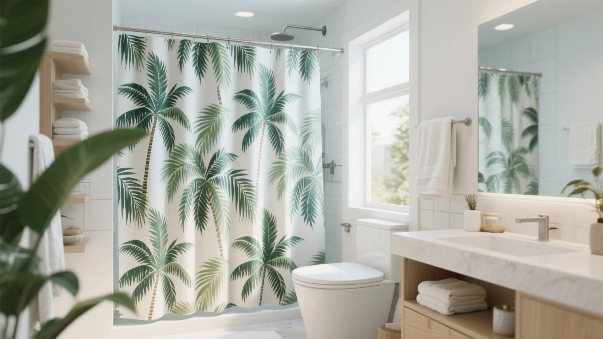 3. Palm Print Shower Curtain