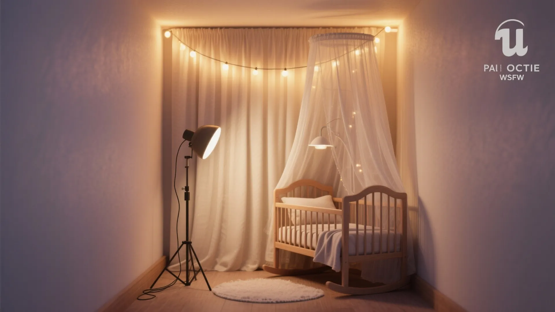 Light Garland and Sheer Drapes