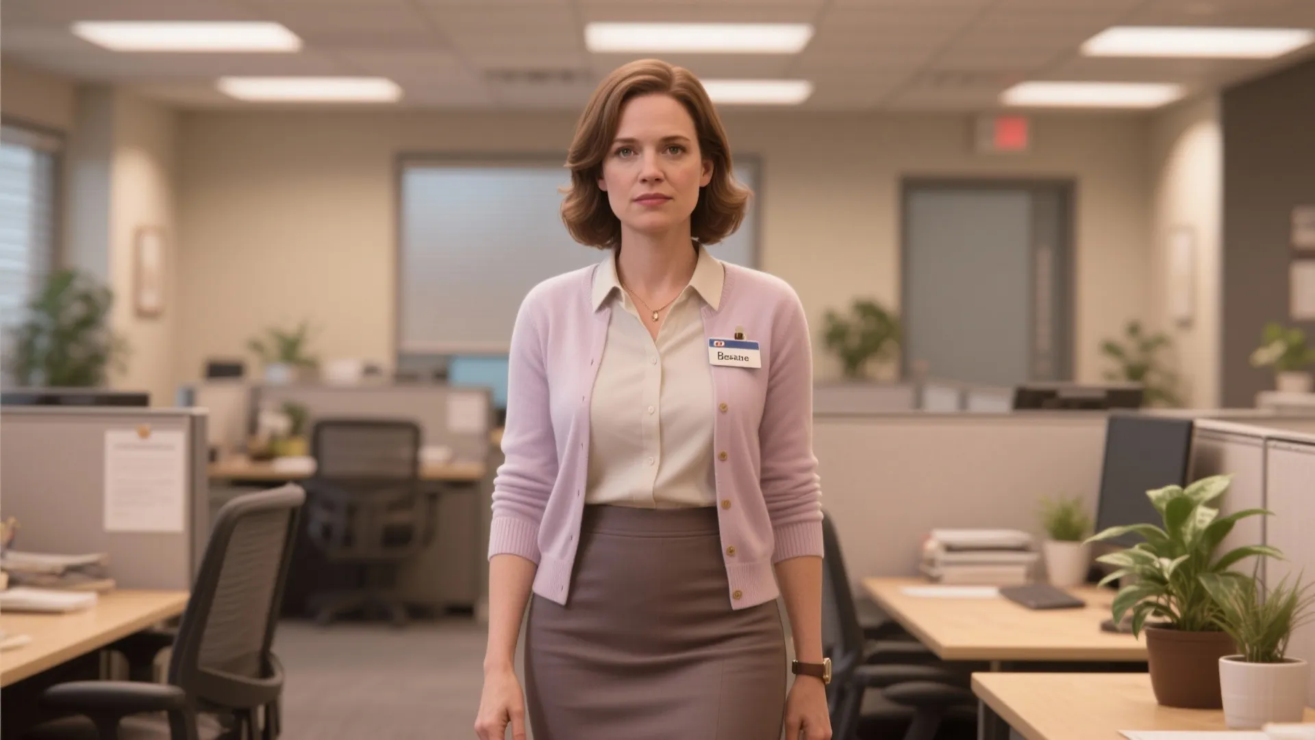 3. Pam Beesly’s Cardigan Look