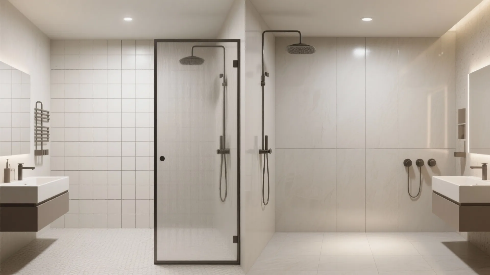 Large-Format Porcelain Panels (Fewer Grout Lines, Easy Clean)