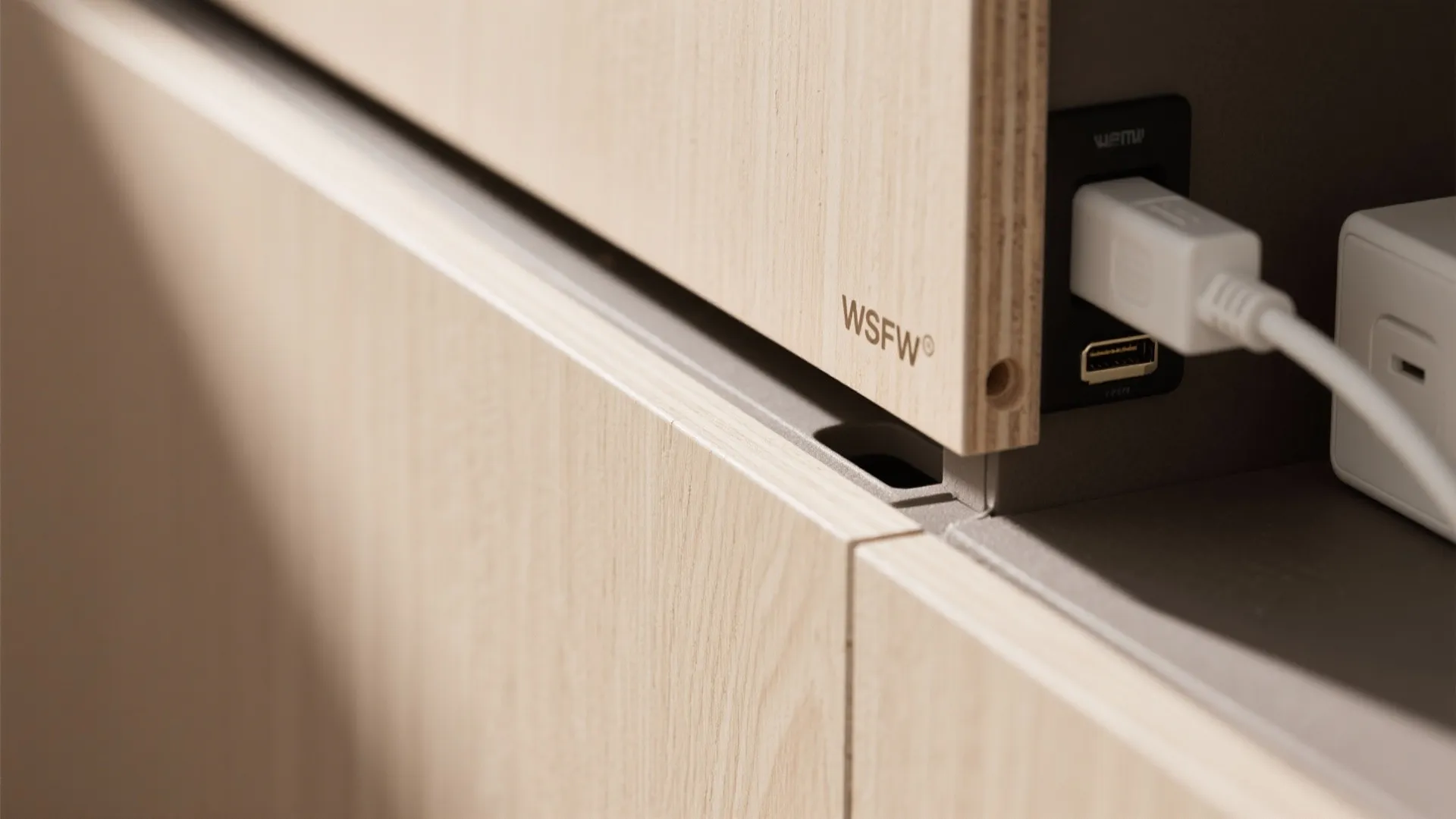 Floating Wall Panel with Hidden Wiring