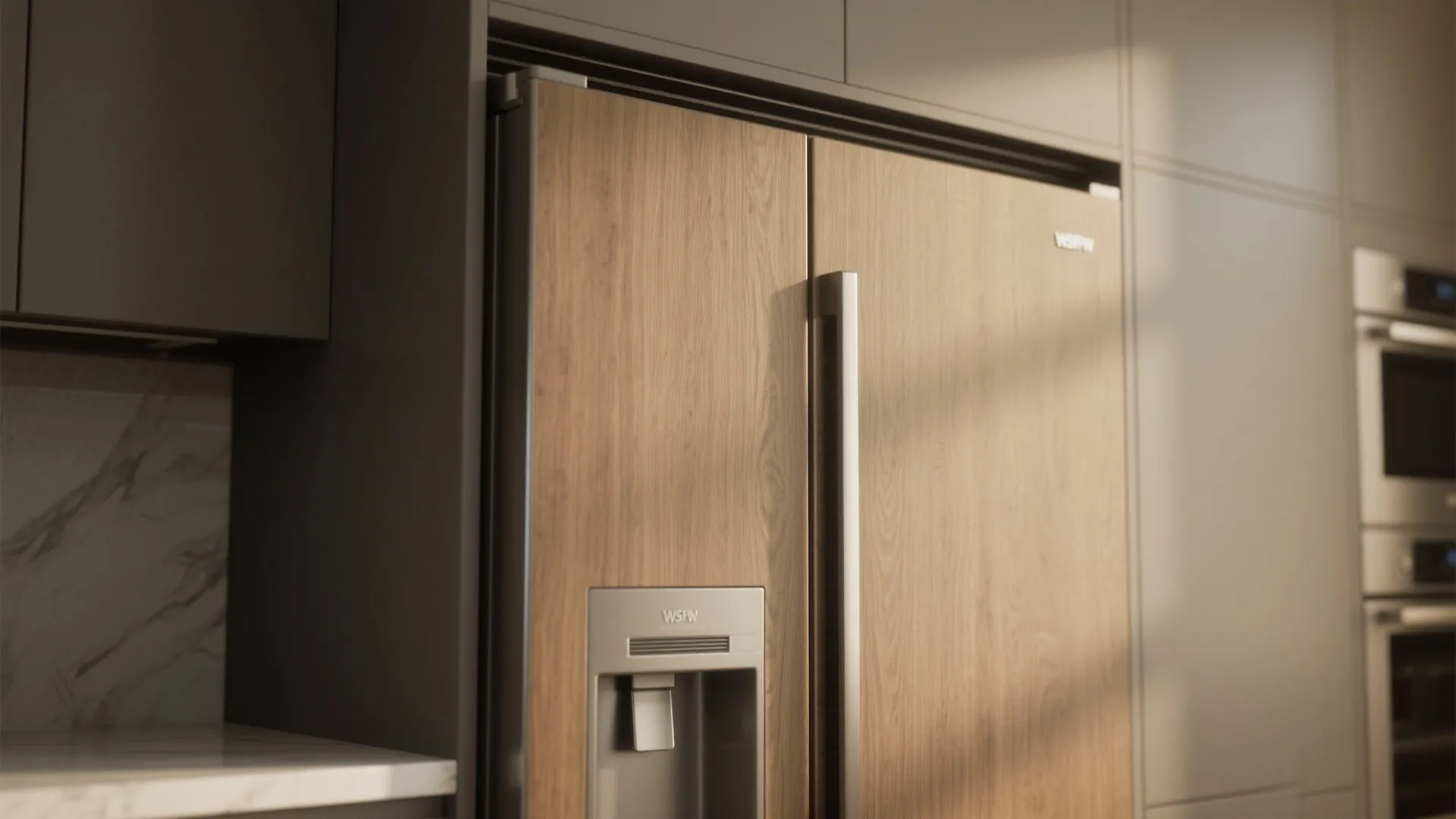 1. Panel the fridge into the cabinets