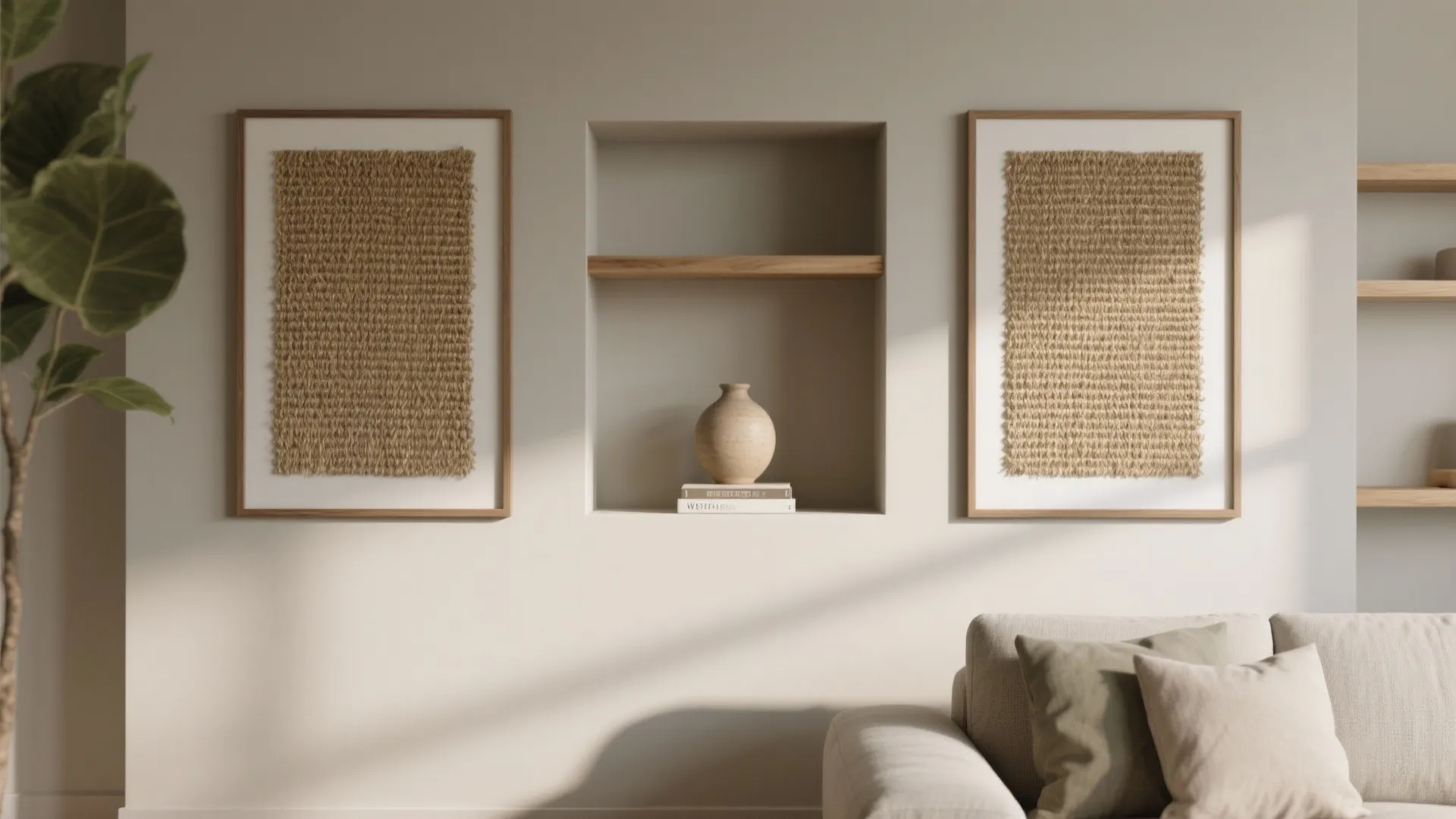 Layered Textures: Grass Mat Panels with Painted Niches