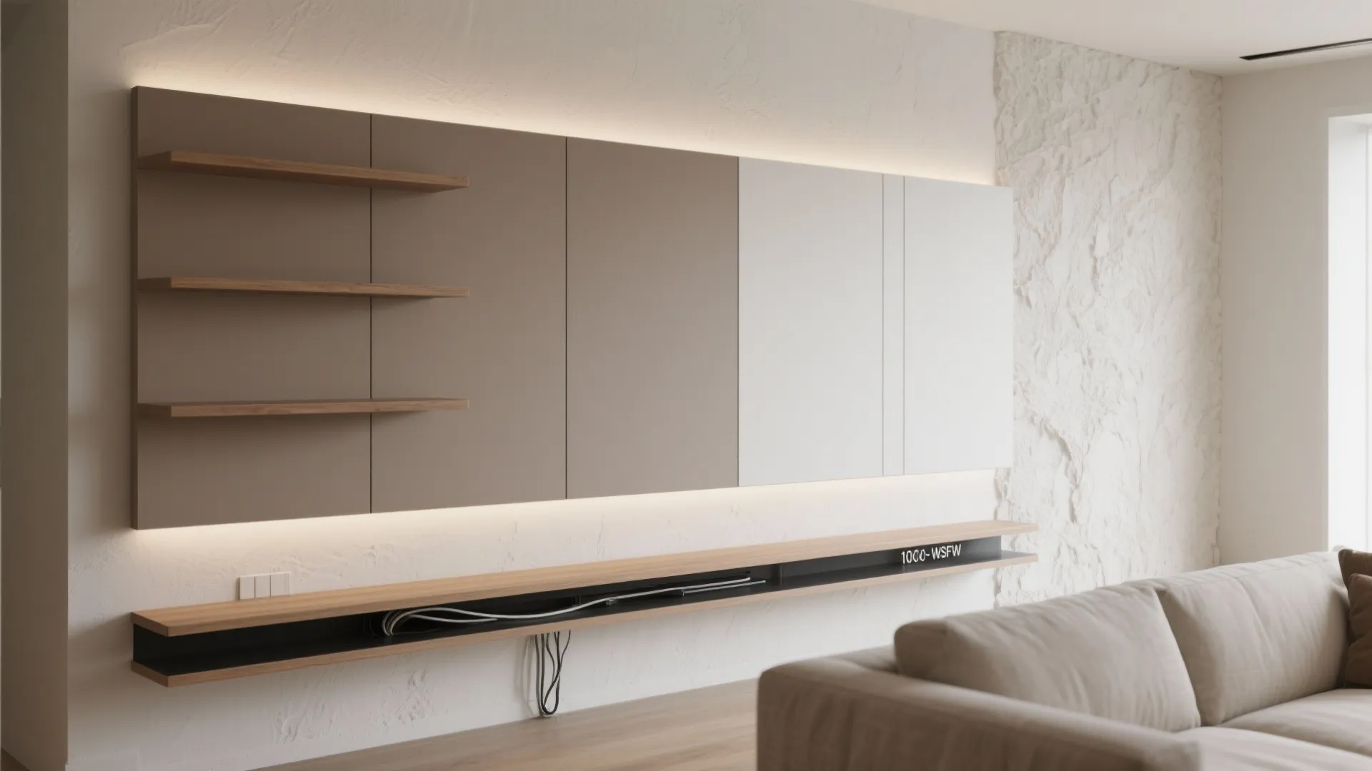 Layered Wall Paneling with Built-In Storage