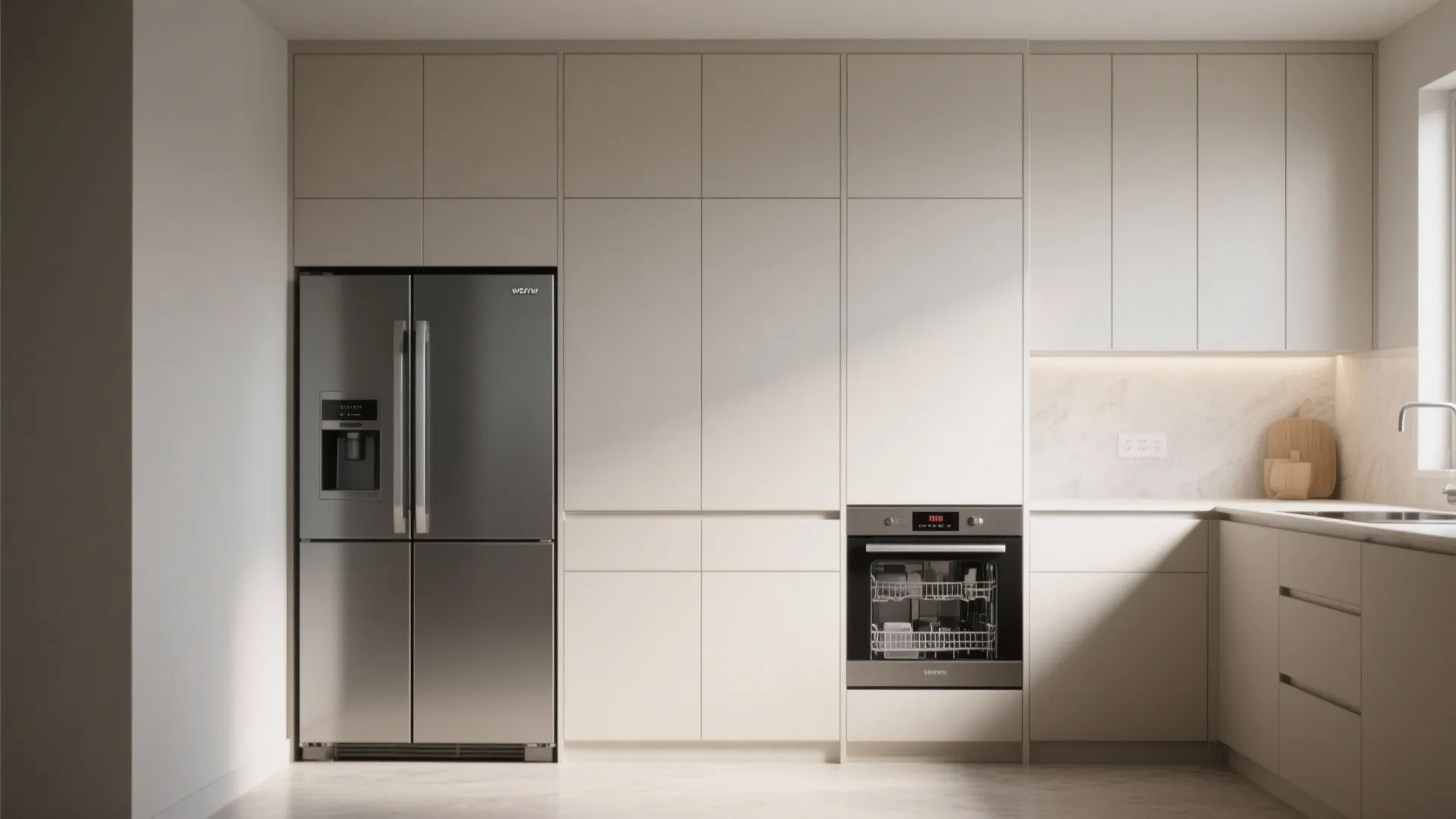 4. Integrated Appliances and Paneled Cabinets