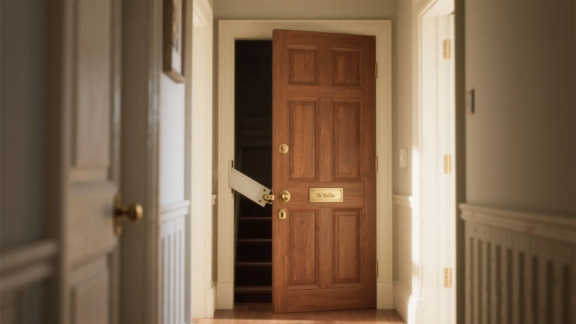 4. Paneled door with childproof slide latch