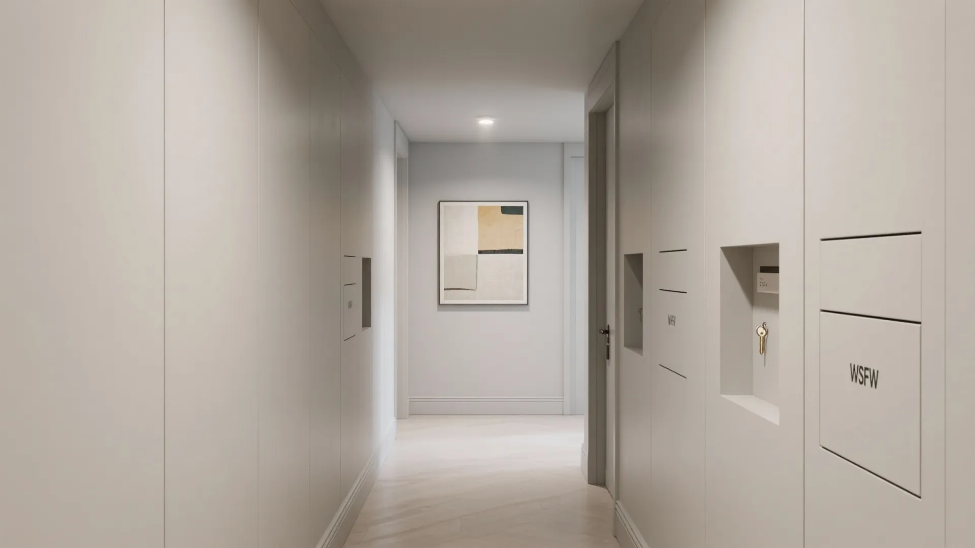 Minimalist Hall Wall Paneling with Hidden Storage