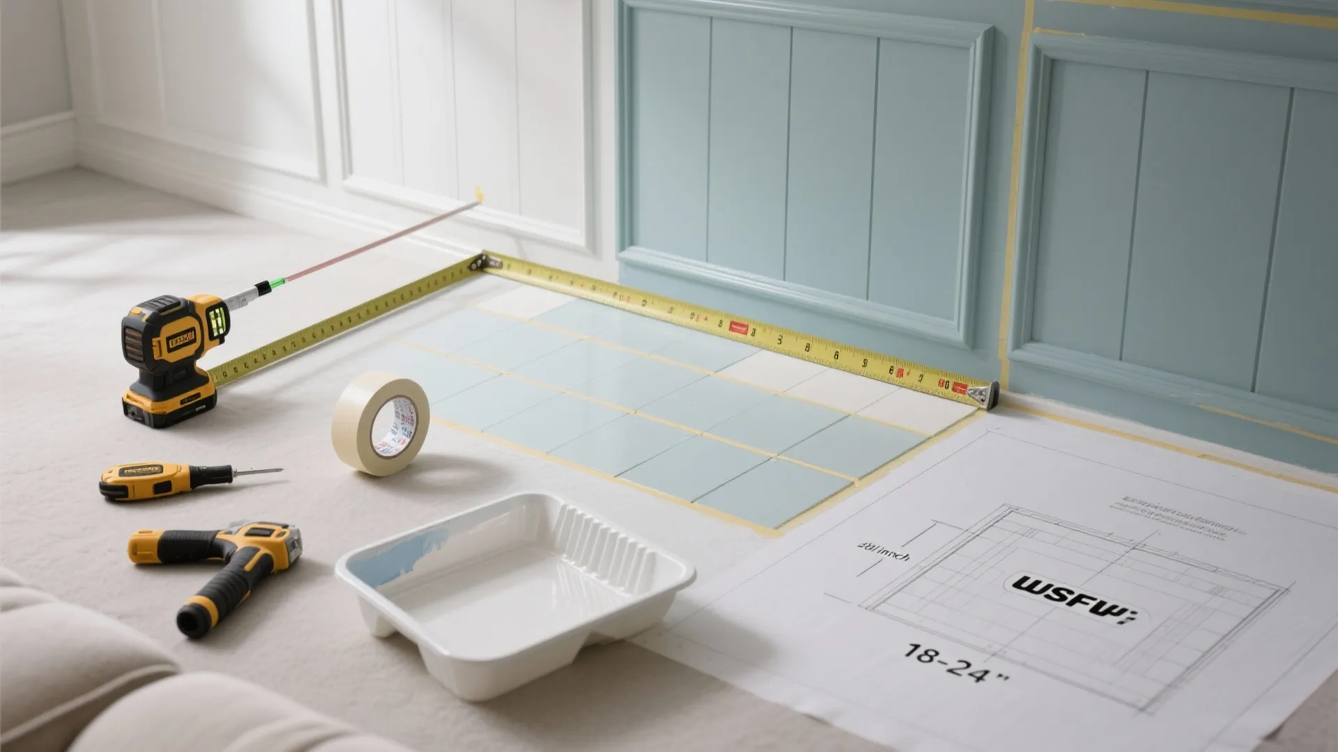 Painted Paneling Illusion (Grids Without Carpentry)