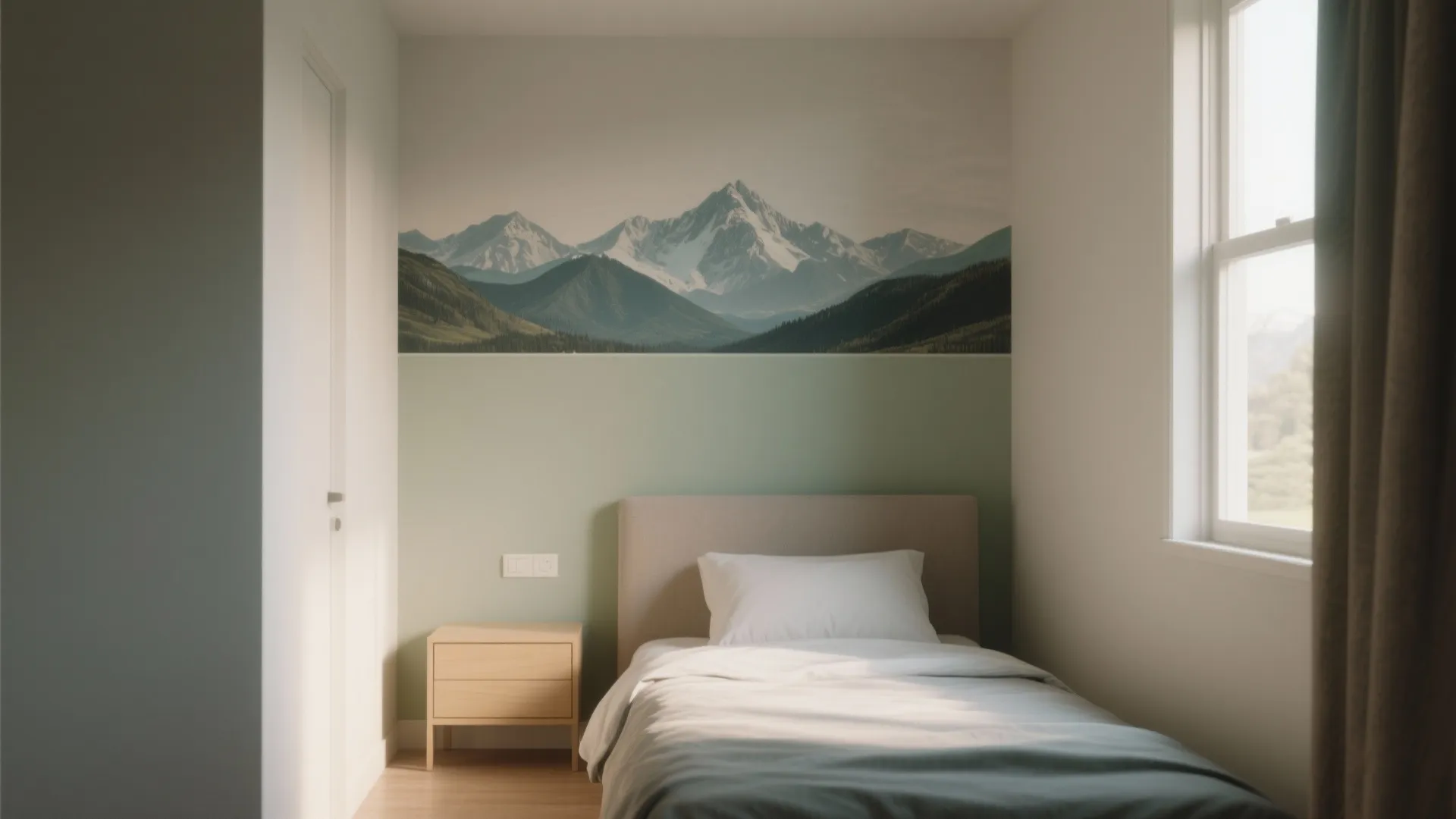 1. Mini panoramic mural on a single short wall