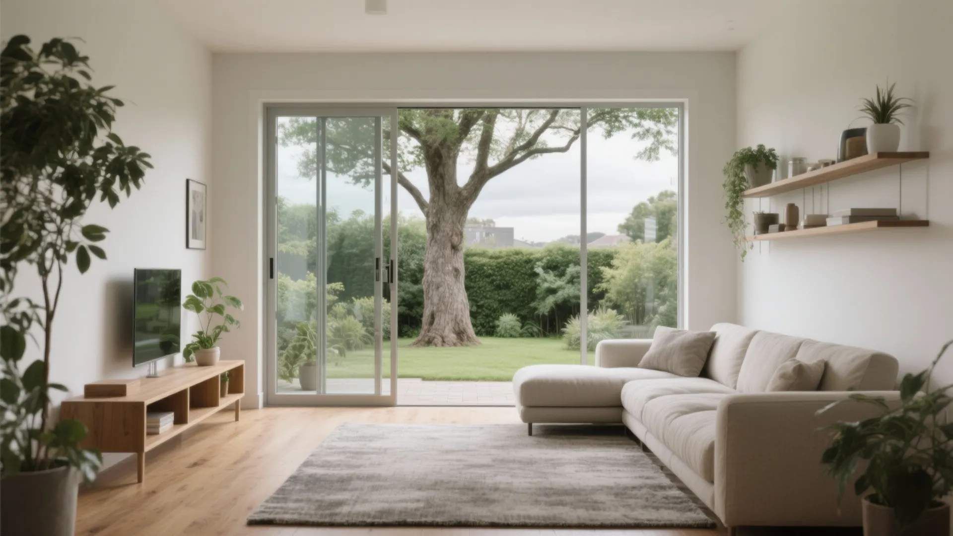 Light-forward living rooms with panoramic glass walls