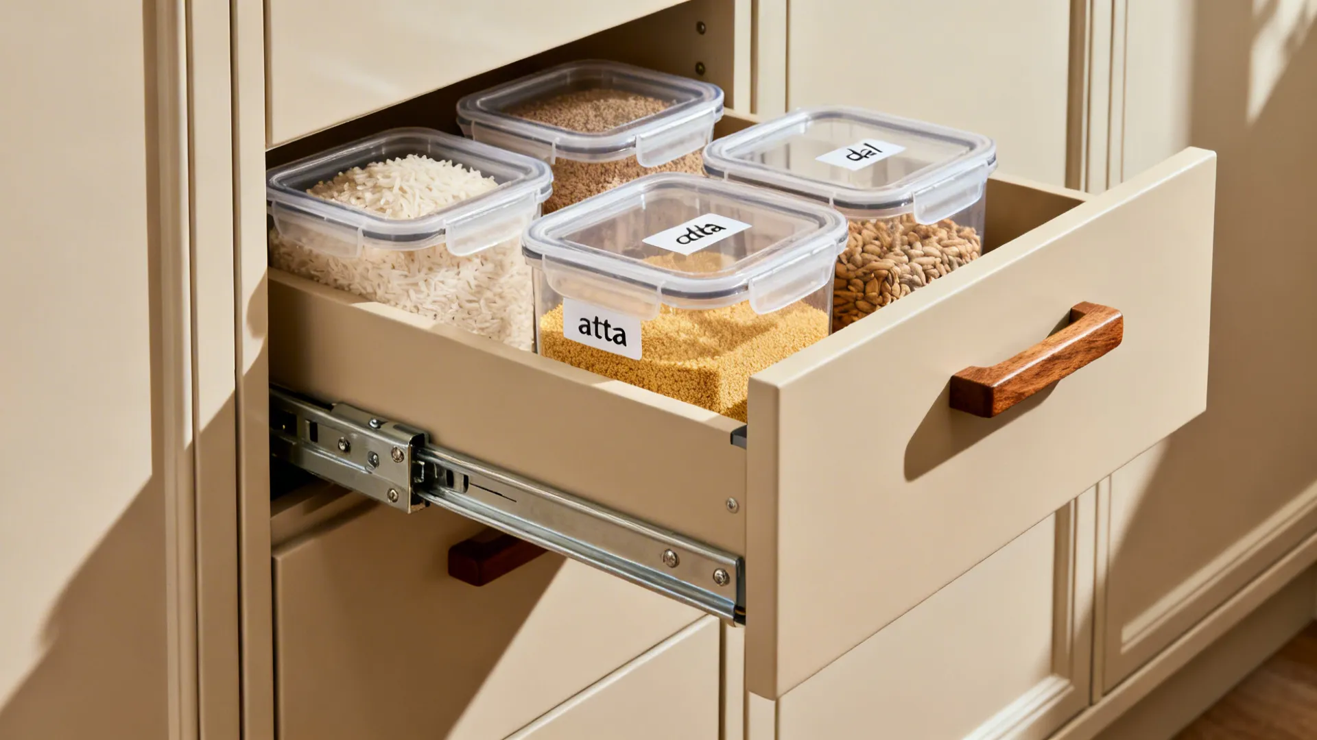 Vertical pantry towers and under-sink sorting