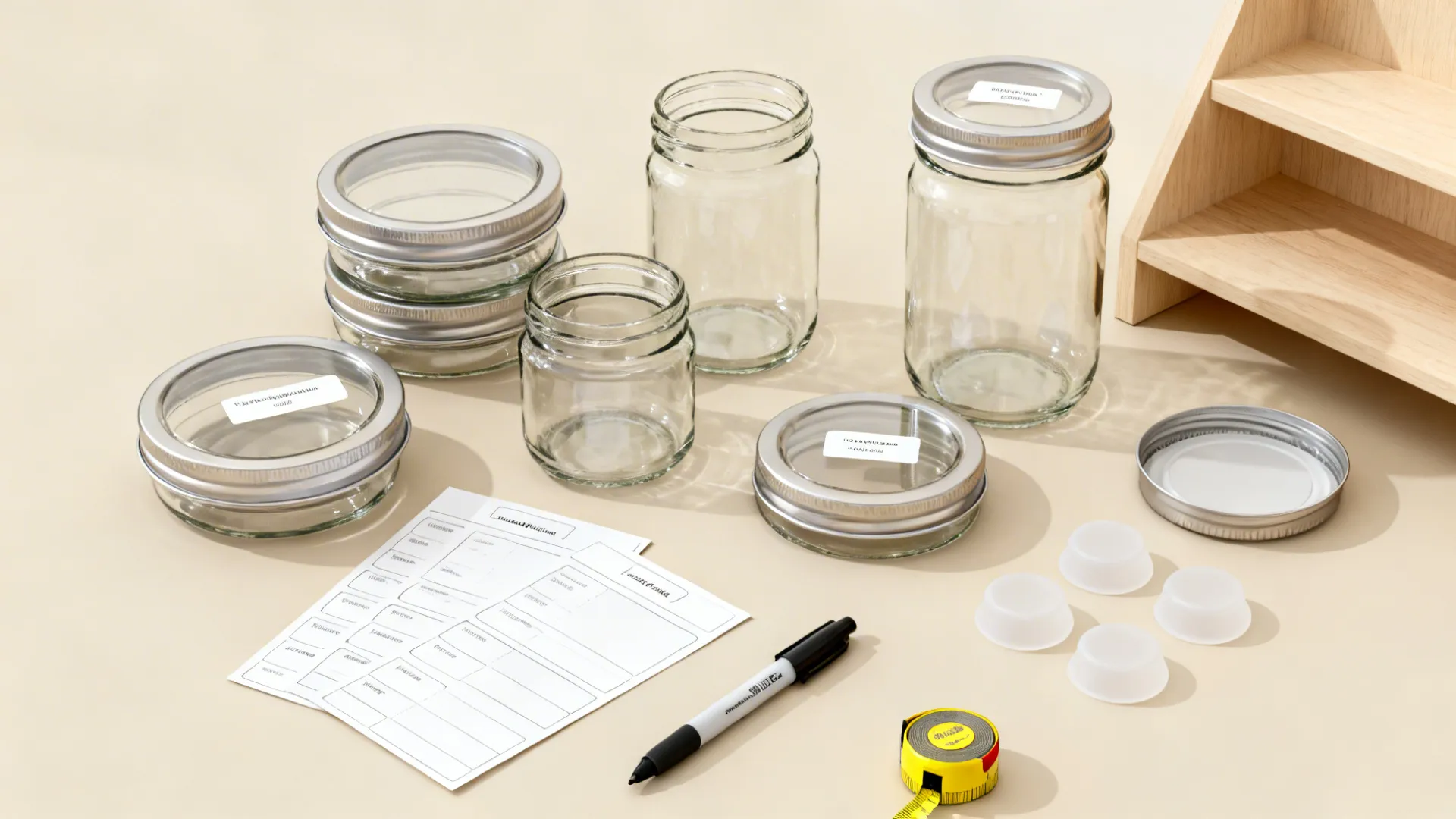 Minimal pantry zones with clear jars