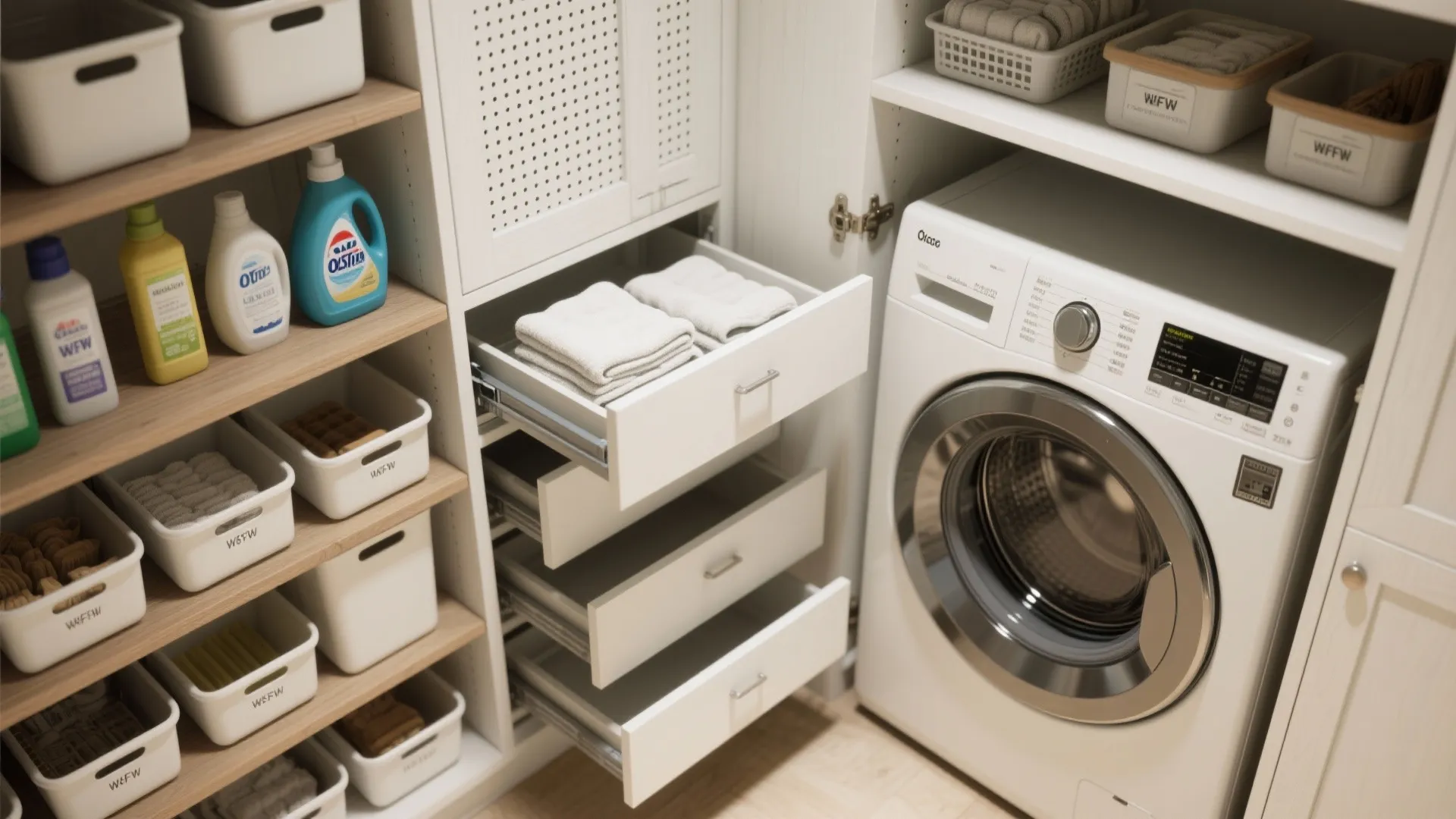 4. Pantry-Style Utility Cabinet with Folding Shelf