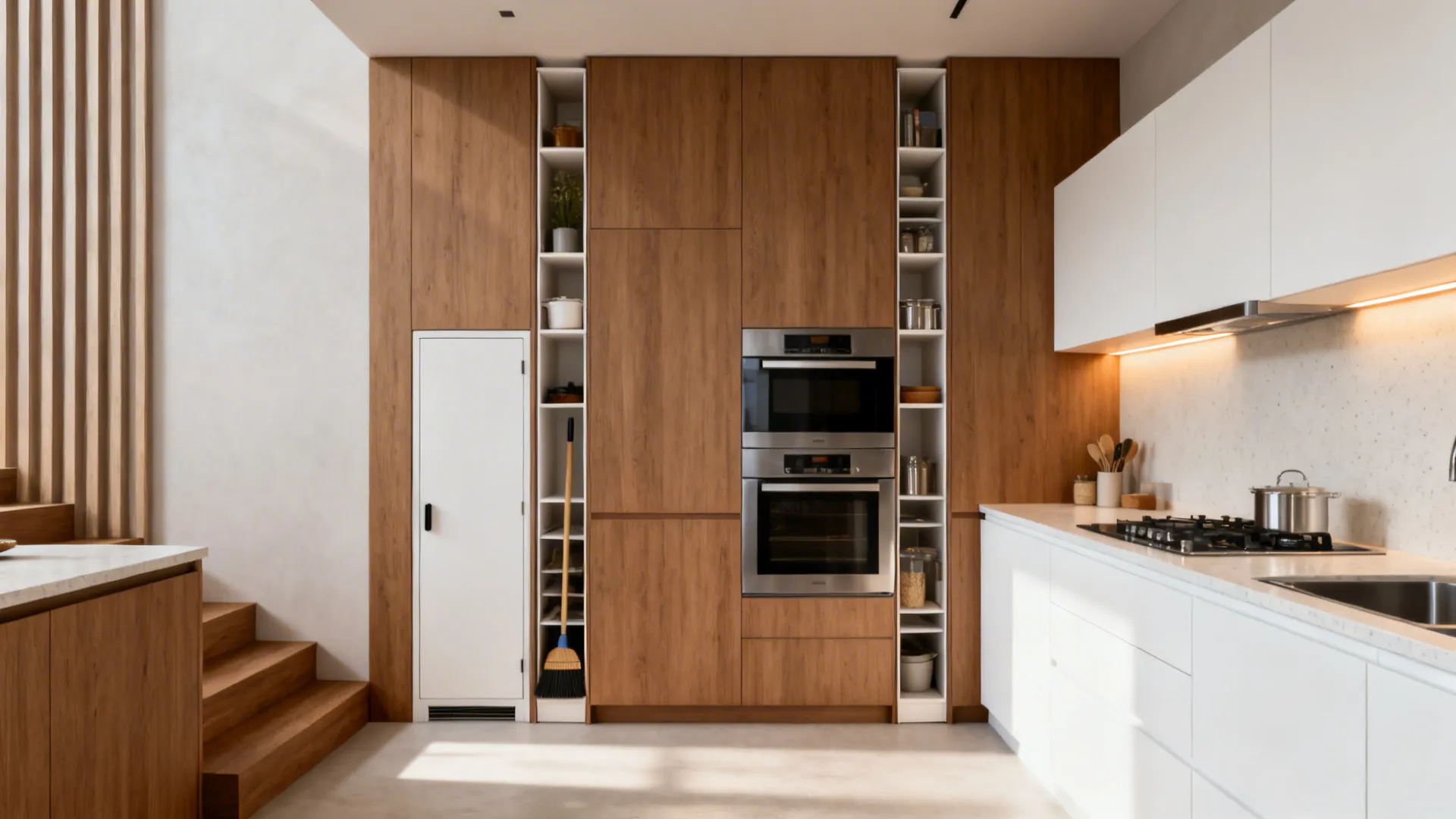 Full-height pantry wall with zone planning