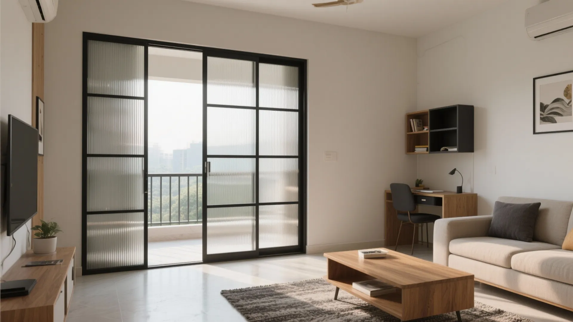 Open-Plan Living with a Glass Partition