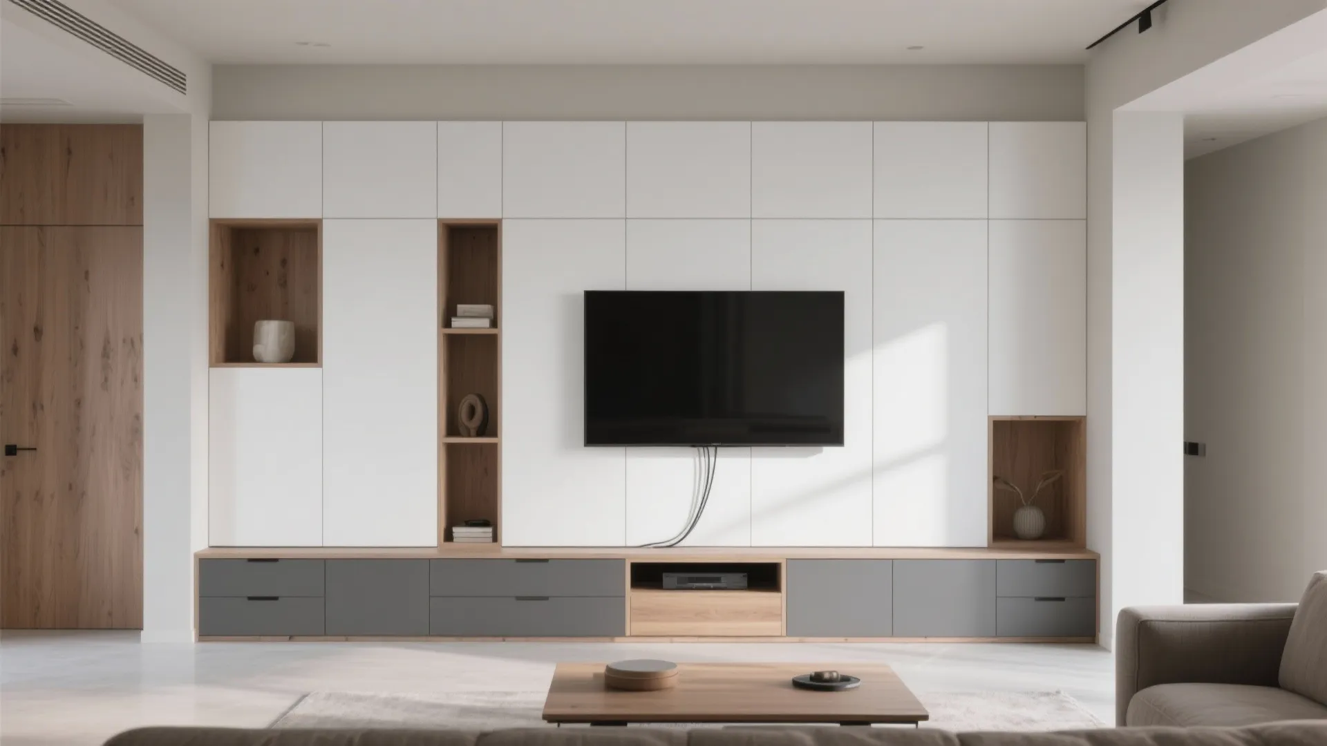 Minimalist Storage Wall That Doubles as a Media Unit