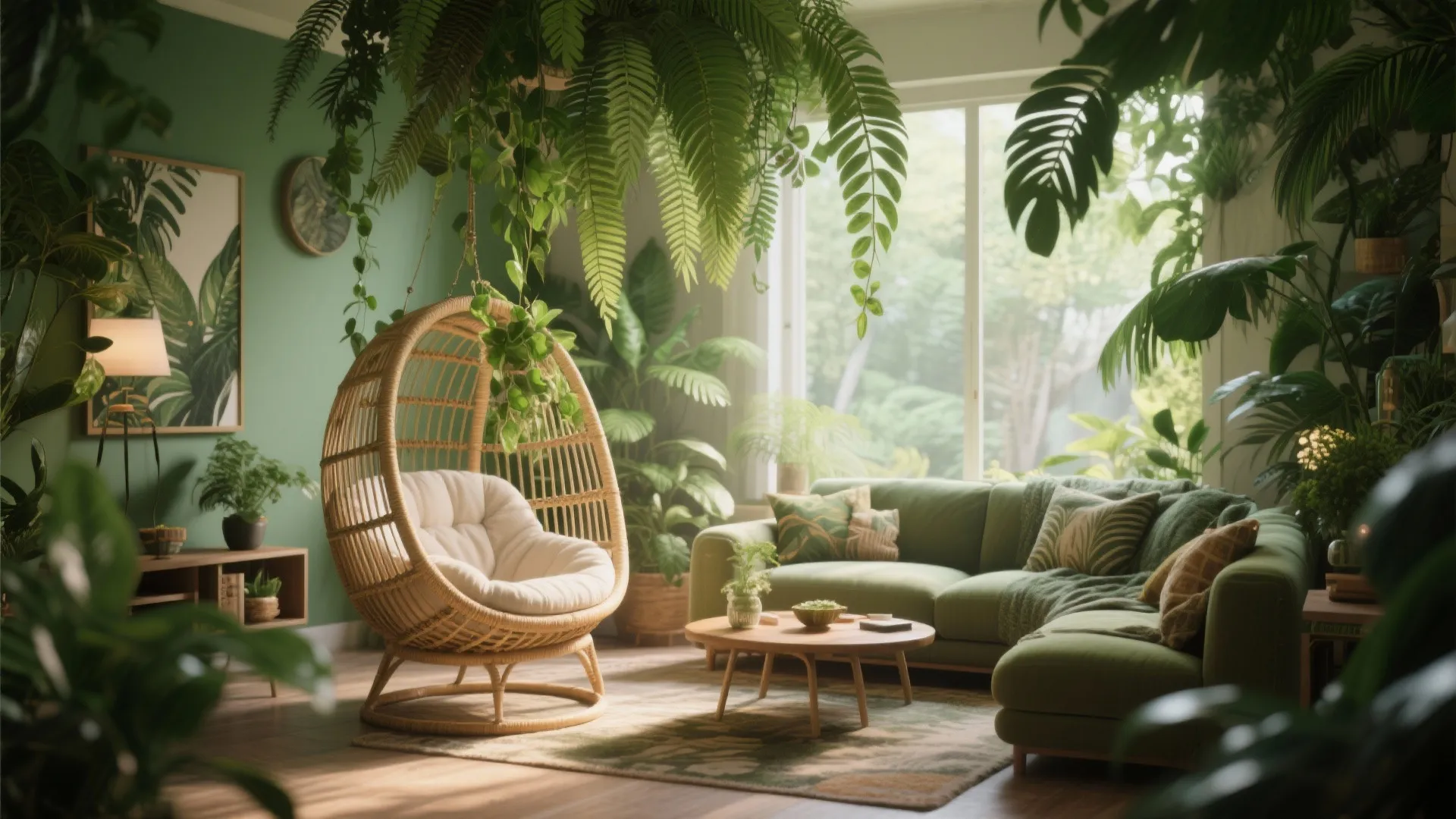 4. Papasan with Hanging Plants