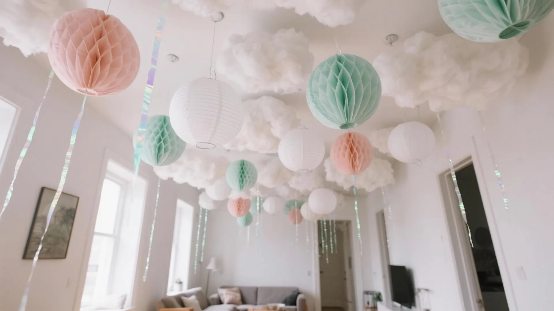 Sculptural Paper Clouds Instead of Balloons