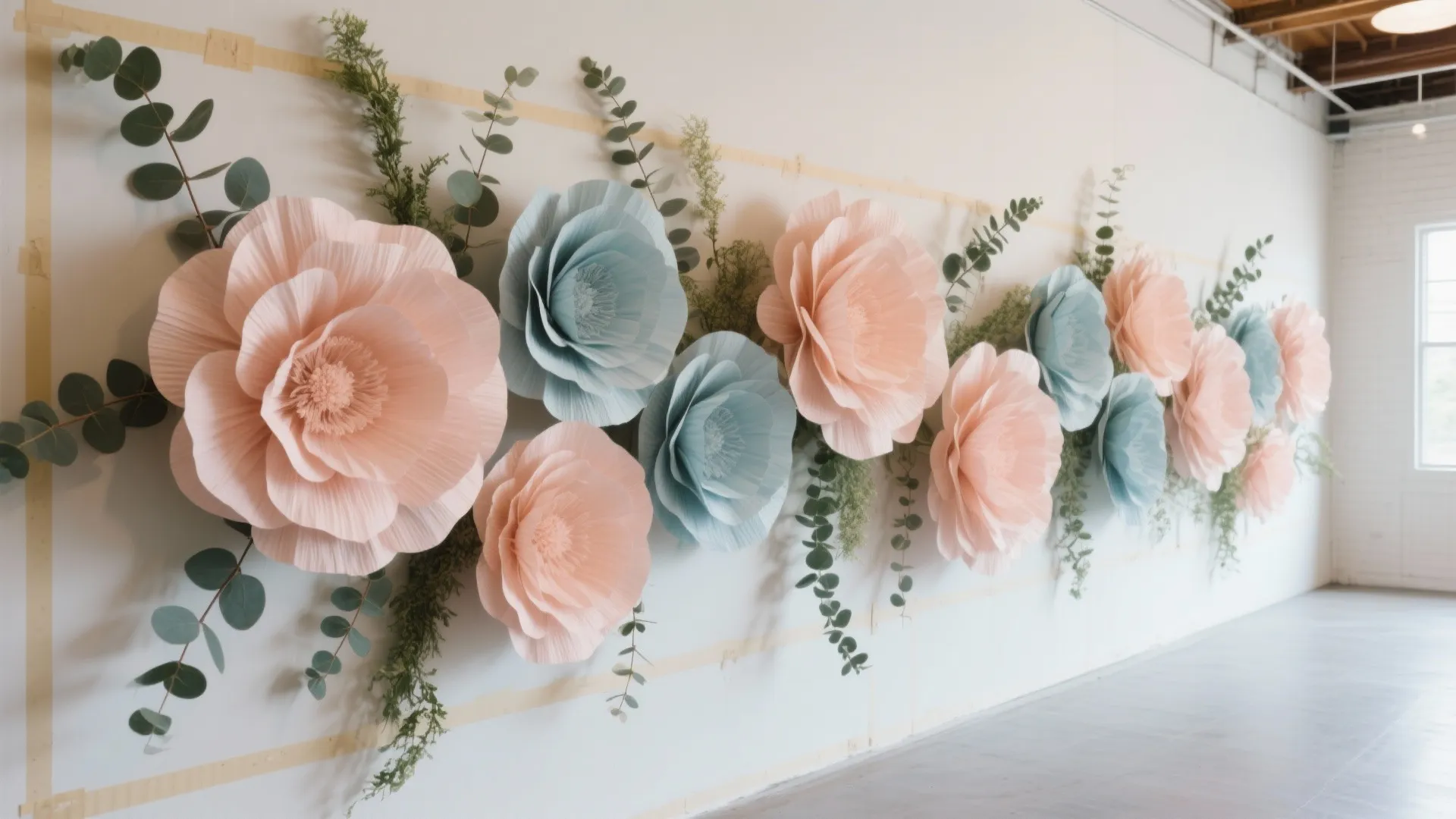 Oversized Paper Flowers With Greenery