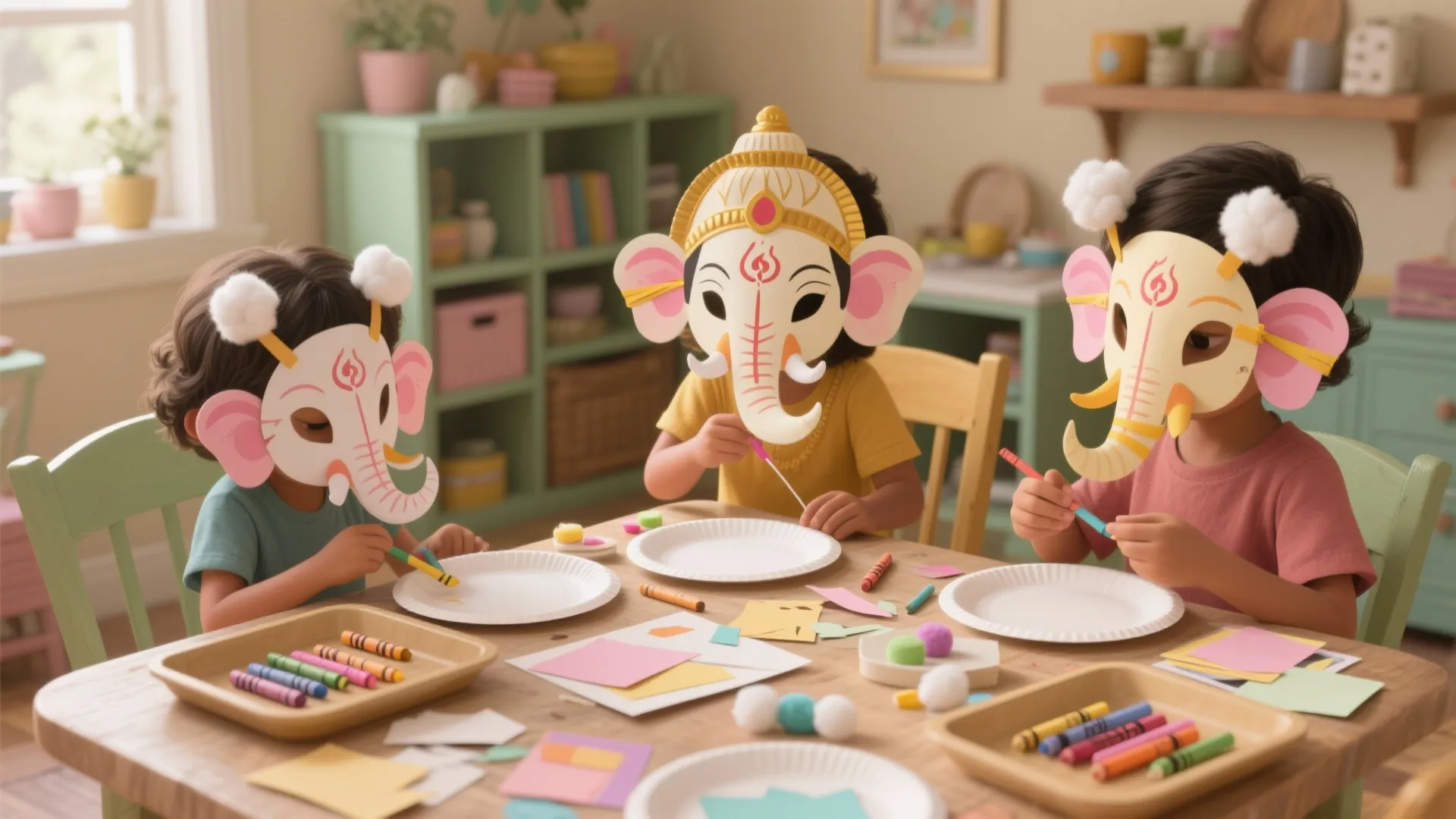 Paper Plate Ganesha Mask