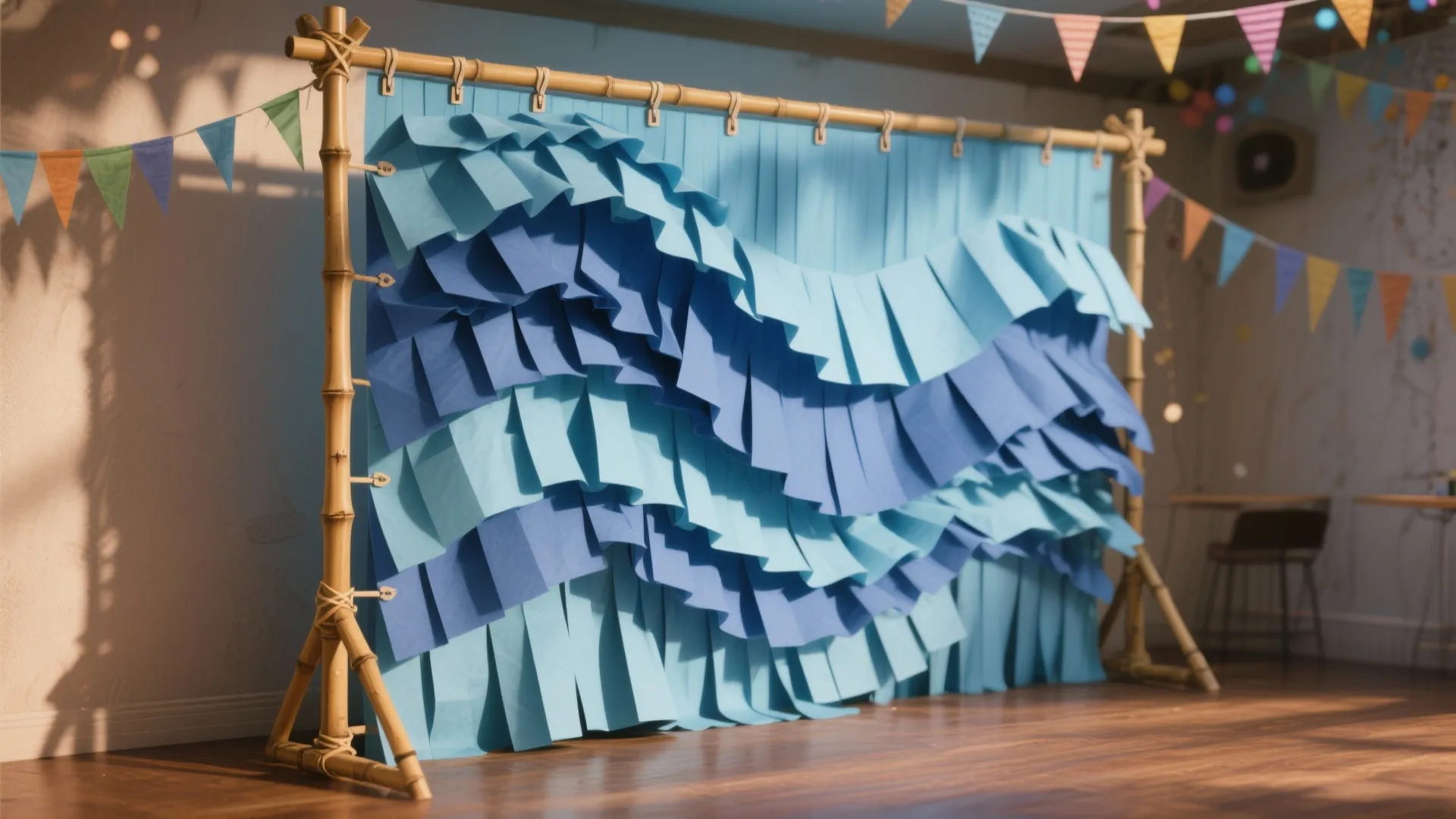 1. Paper Wave Backdrop and Bamboo Frame